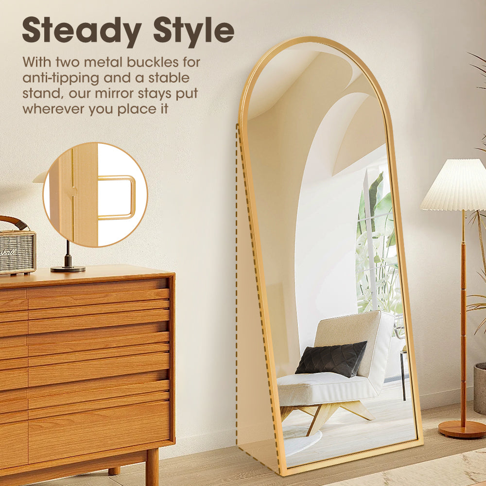 ProPulse Gold Full Length Mirror Floor Standing or Wall Mount Makeup Home Decor - Sunyee