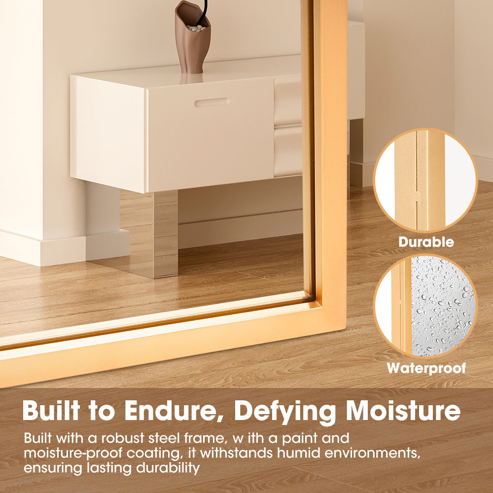 ProPulse Gold Full Length Mirror Floor Standing or Wall Mount Makeup Home Decor - Sunyee