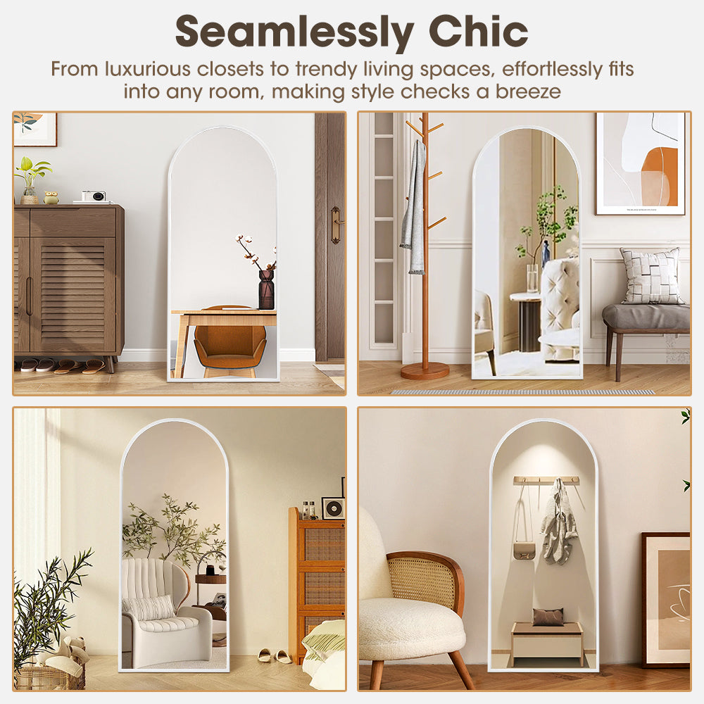 ProPulse White Full Length Mirror Floor Standing or Wall Mount Makeup Home Decor - Sunyee