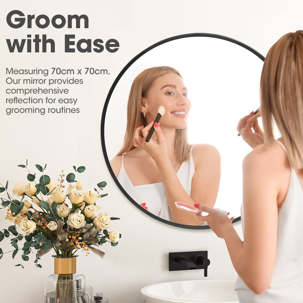 ProPulse Round/Oval Wall Mirror Bathroom Makeup Home Decor Metal Frame - Sunyee