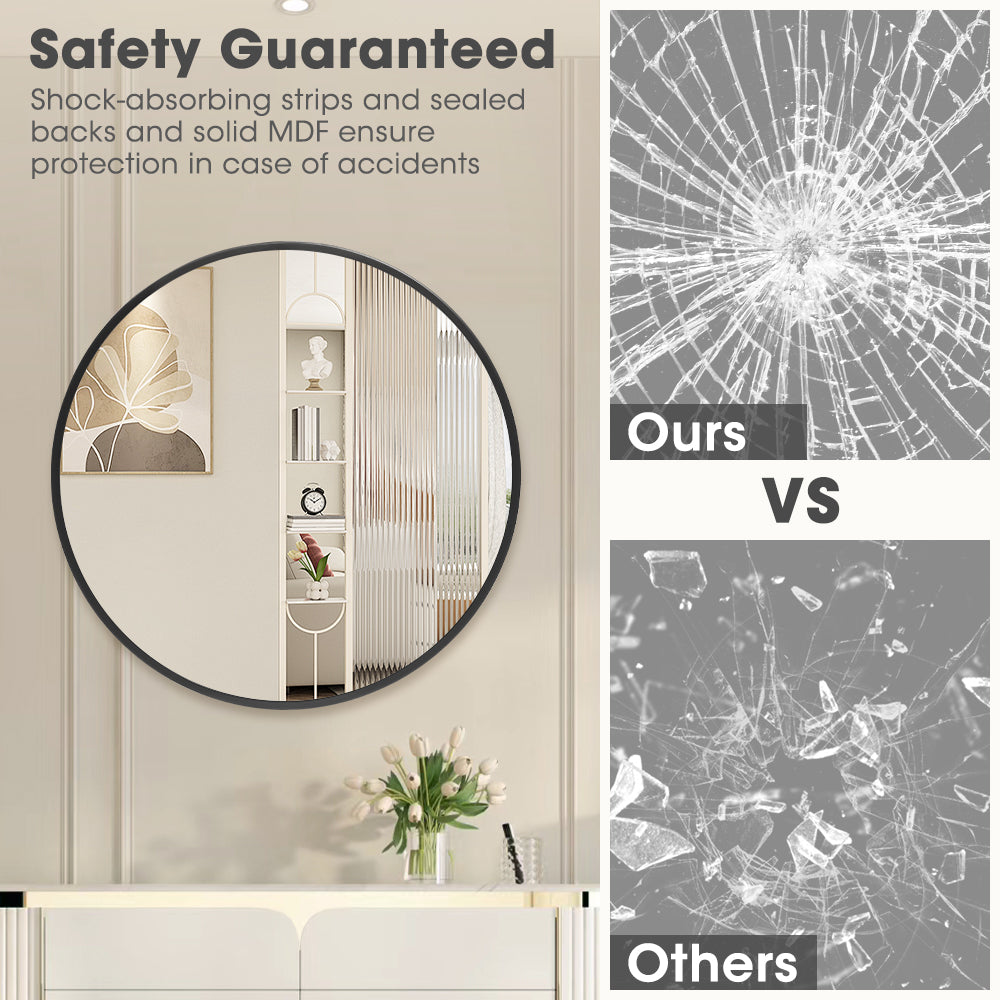 ProPulse Round/Oval Wall Mirror Bathroom Makeup Home Decor Metal Frame - Sunyee