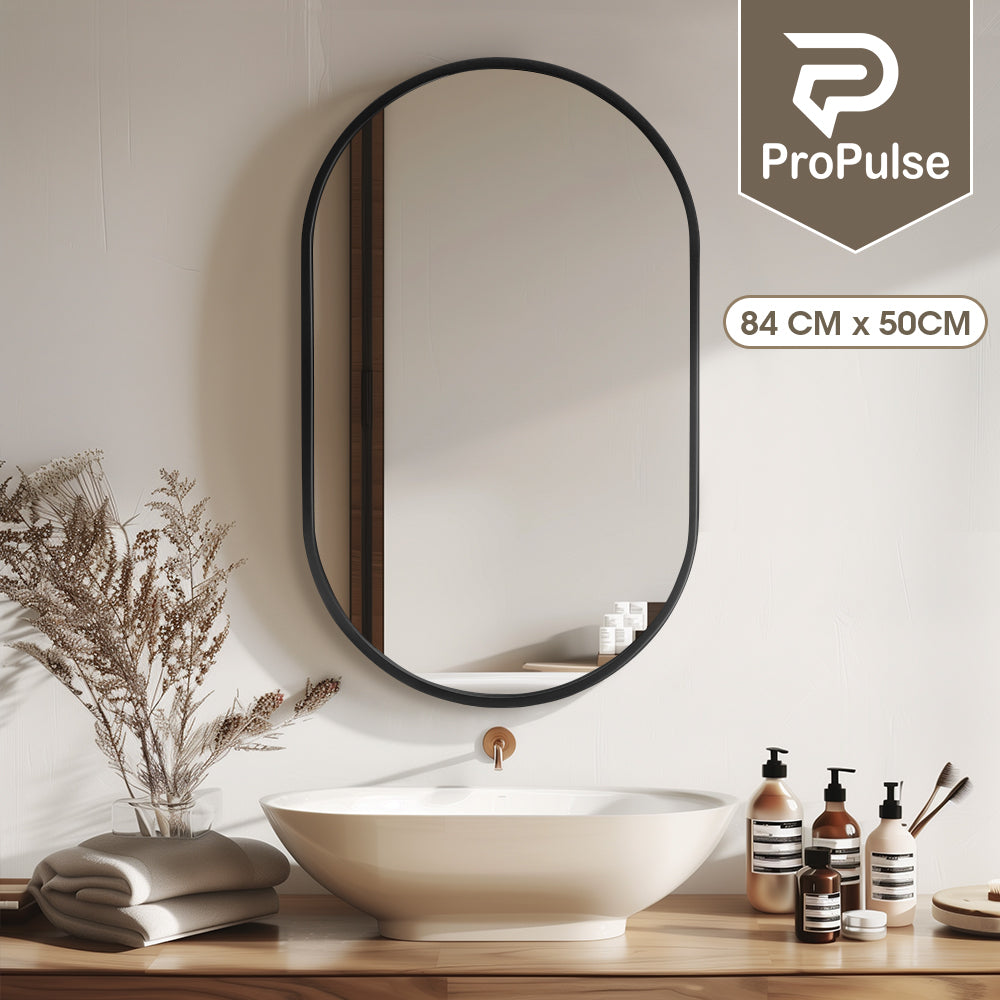 ProPulse Round/Oval Wall Mirror Bathroom Makeup Home Decor Metal Frame - Sunyee