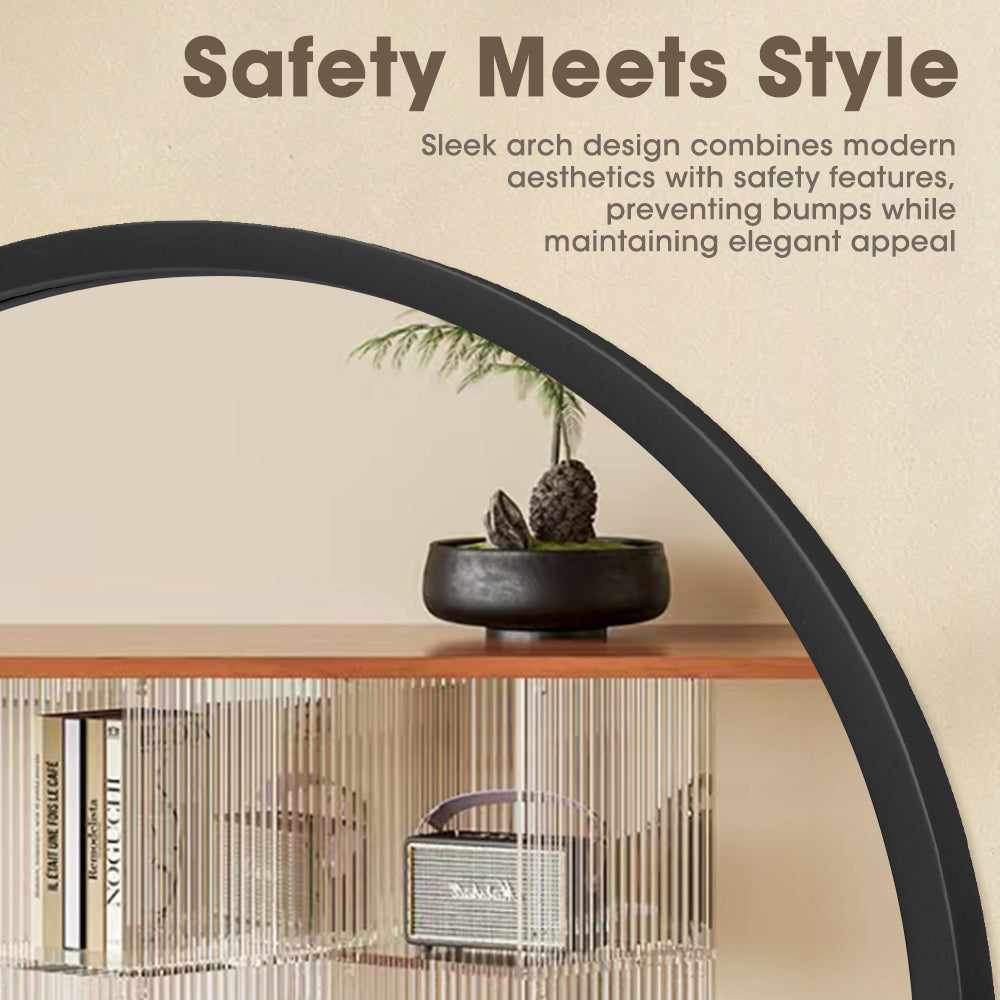 ProPulse Oval Wall Mirror Bathroom Makeup Mirrors Home Decor Metal Frame Black - Sunyee