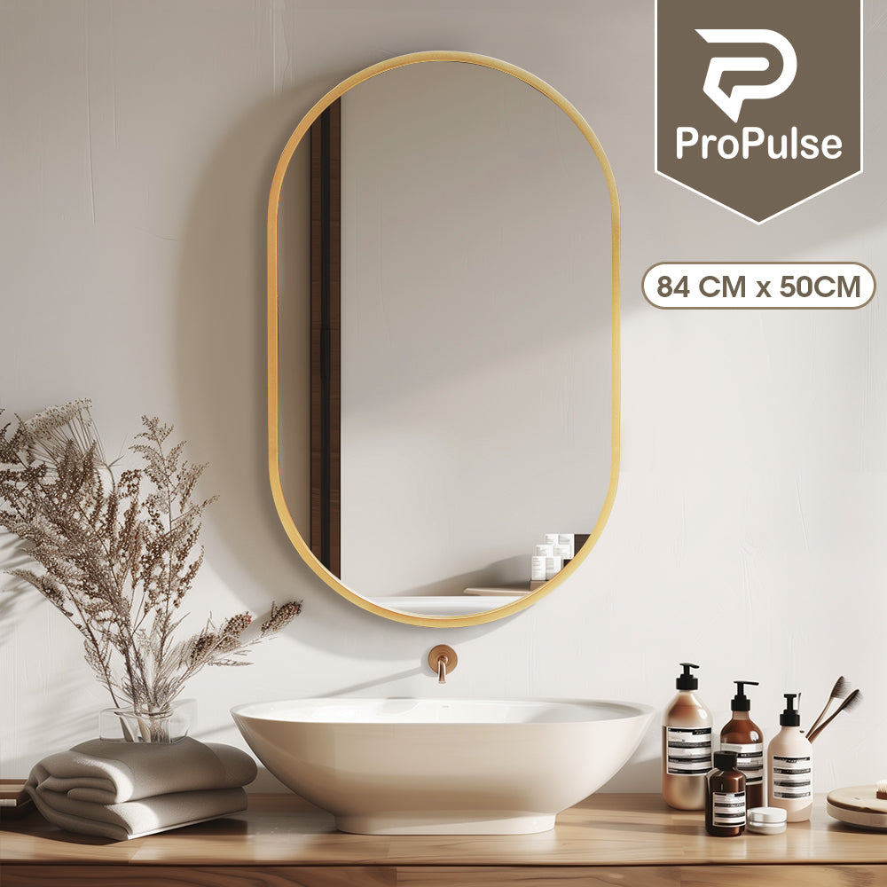 ProPulse Oval Wall Mirror Bathroom Makeup Mirrors Home Decor Metal Frame Gold - Sunyee
