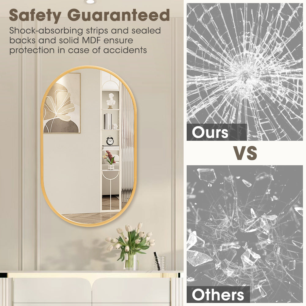 ProPulse Oval Wall Mirror Bathroom Makeup Mirrors Home Decor Metal Frame Gold - Sunyee