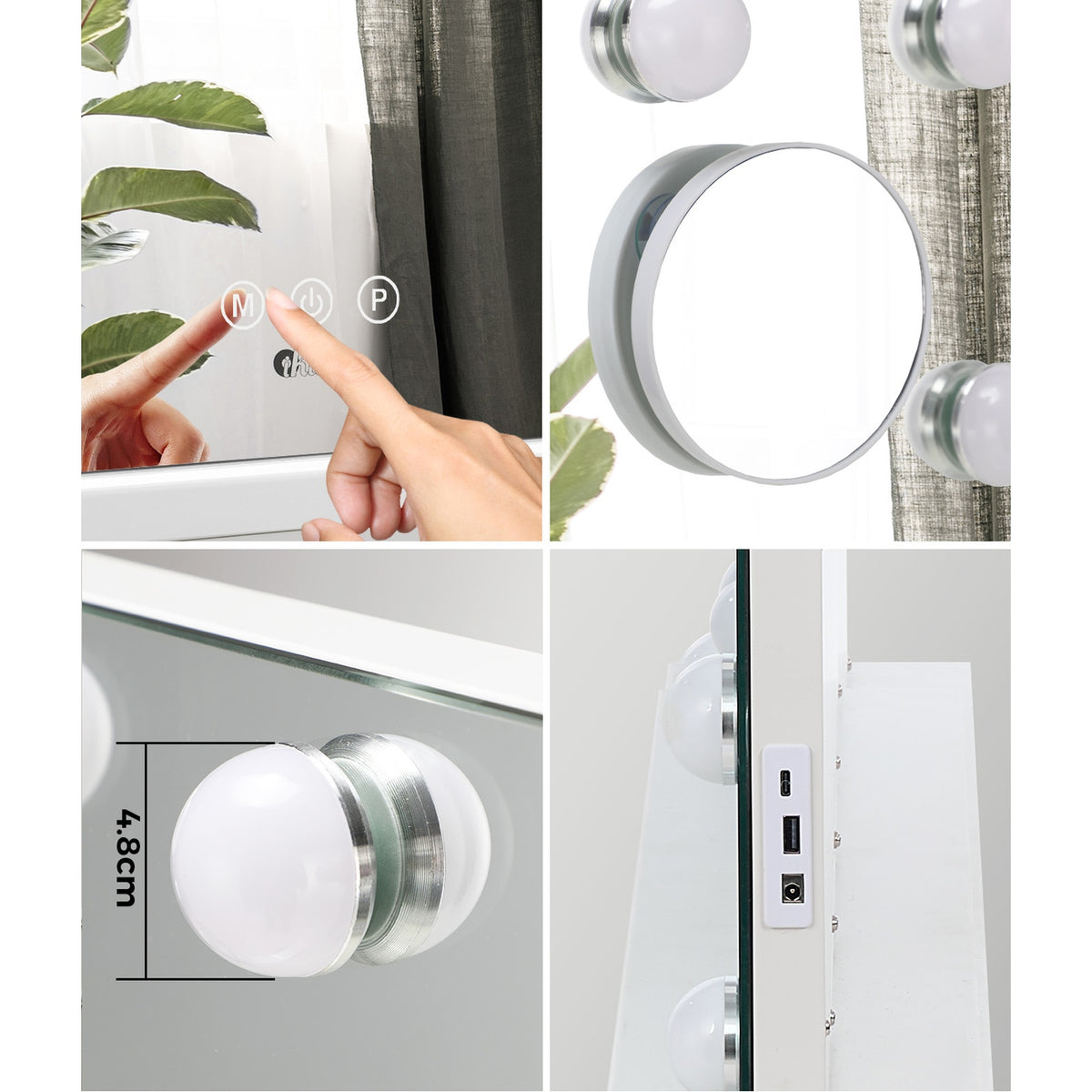Oikiture Hollywood Makeup Mirror Magnifying 21 LED Bulbs 100x80cm Wall Mirrors - Sunyee