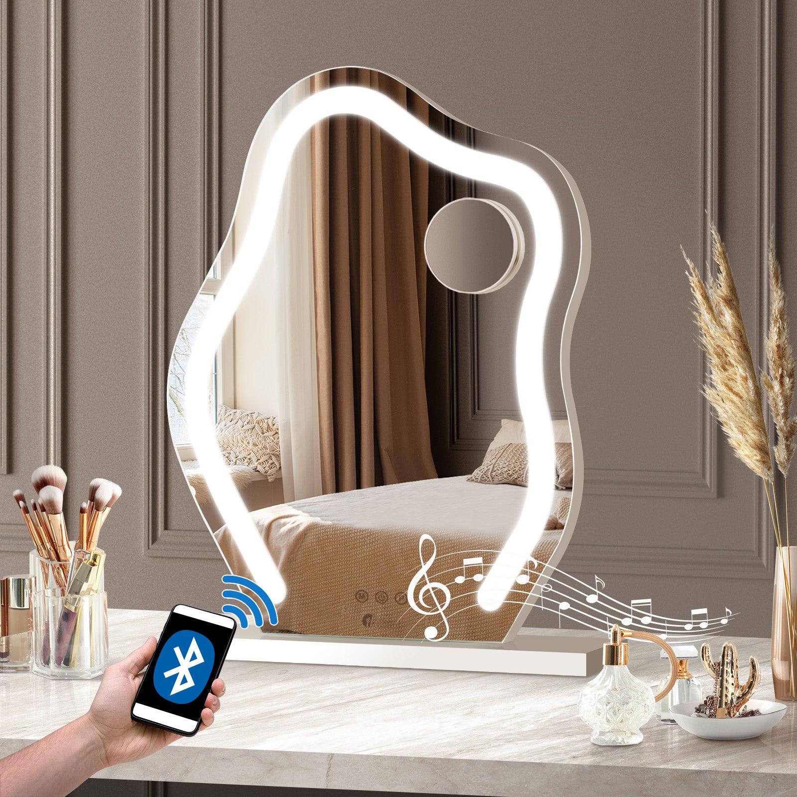 Oikiture Bluetooth Hollywood Makeup Mirror LED Light 45x58cm Vanity Mirrors - Sunyee