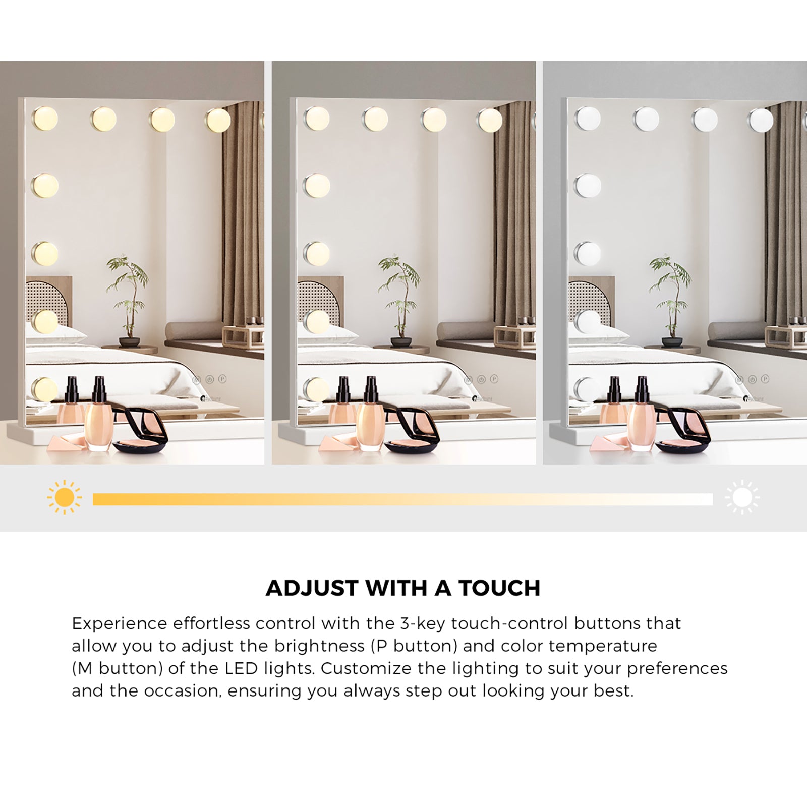 Oikiture Hollywood Makeup Mirrors Magnifying LED Light Standing Wall Mounted 58x - Sunyee