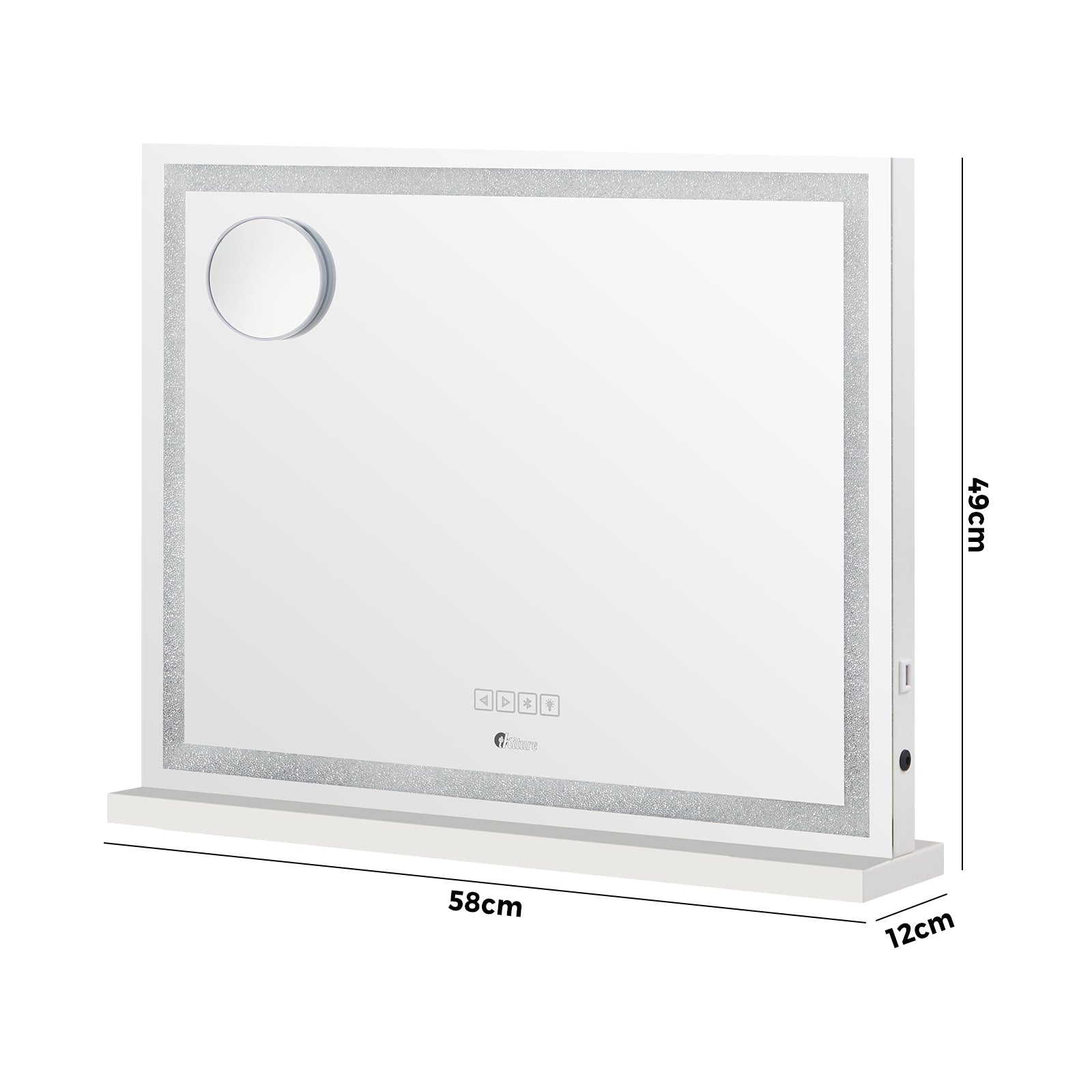 Oikiture Bluetooth Hollywood LED Makeup Mirror 58x49cm Crystal Vanity Mirrors - Sunyee