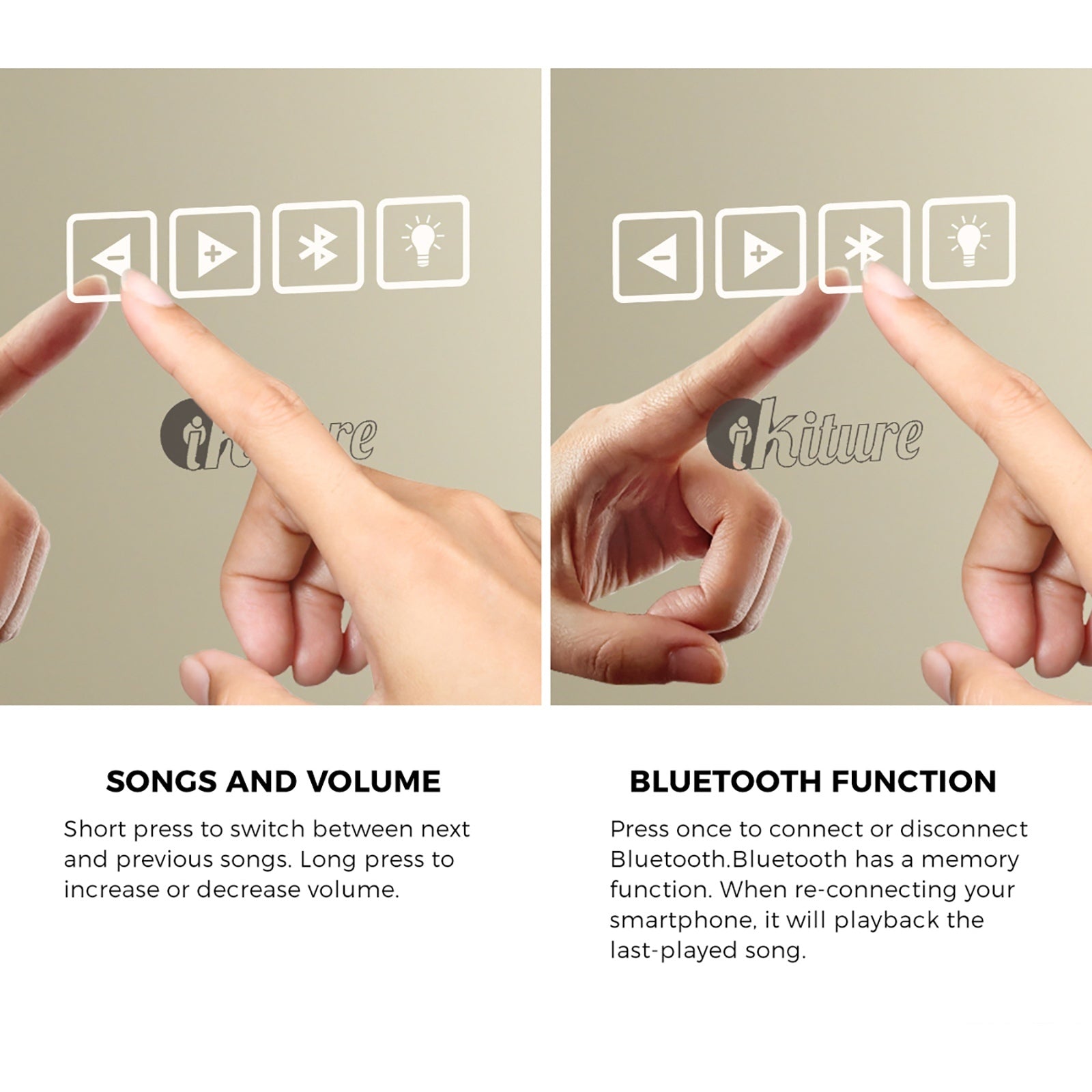 Oikiture Bluetooth Hollywood LED Makeup Mirror 80x62cm Crystal Vanity Mirrors - Sunyee