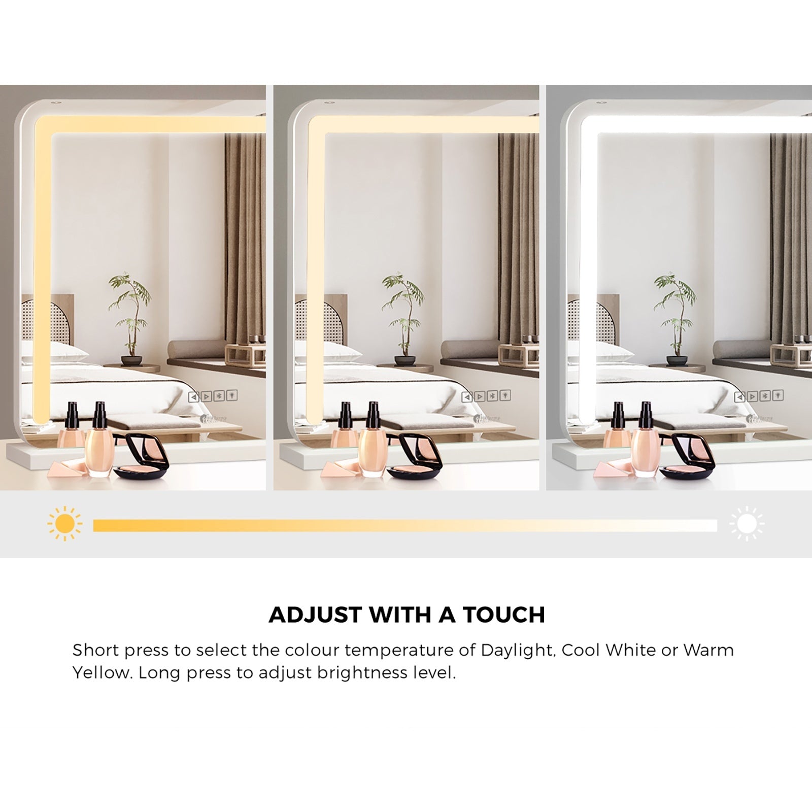 Oikiture Bluetooth Hollywood LED Makeup Mirror 80x62cm Vanity Wall Mirrors - Sunyee