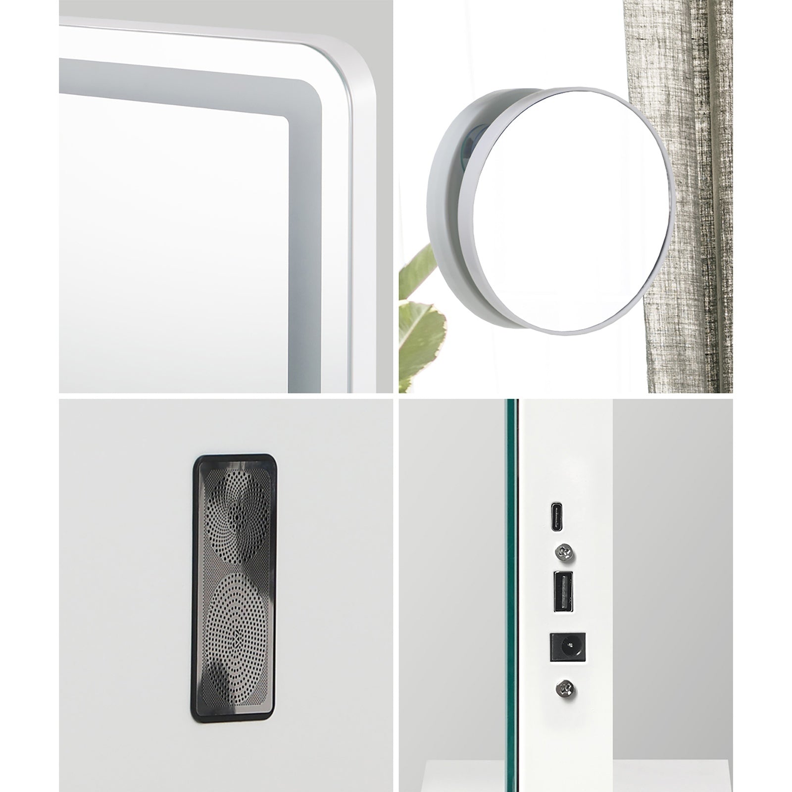 Oikiture Bluetooth Hollywood LED Makeup Mirror 80x62cm Vanity Wall Mirrors - Sunyee