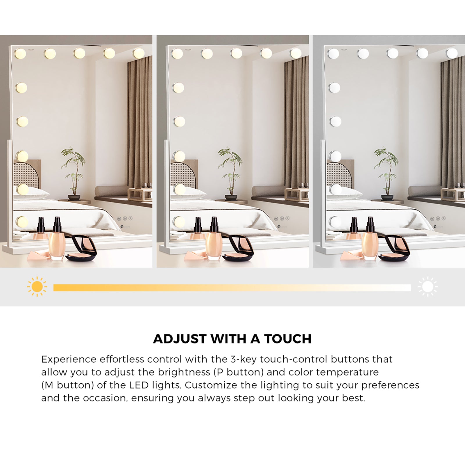 Oikiture LED Hollywood Mirrors Makeup Rotatable Mirror Magnifying Bluetooth - Sunyee