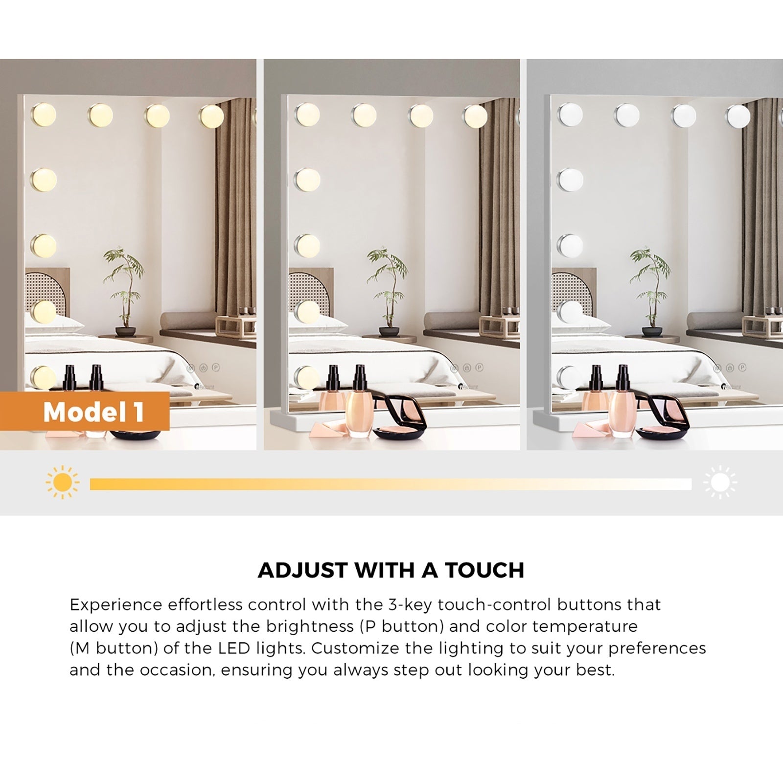 Oikiture Hollywood Mirrors Makeup Magnifying Mirror Bluetooth with LED Lights - Sunyee