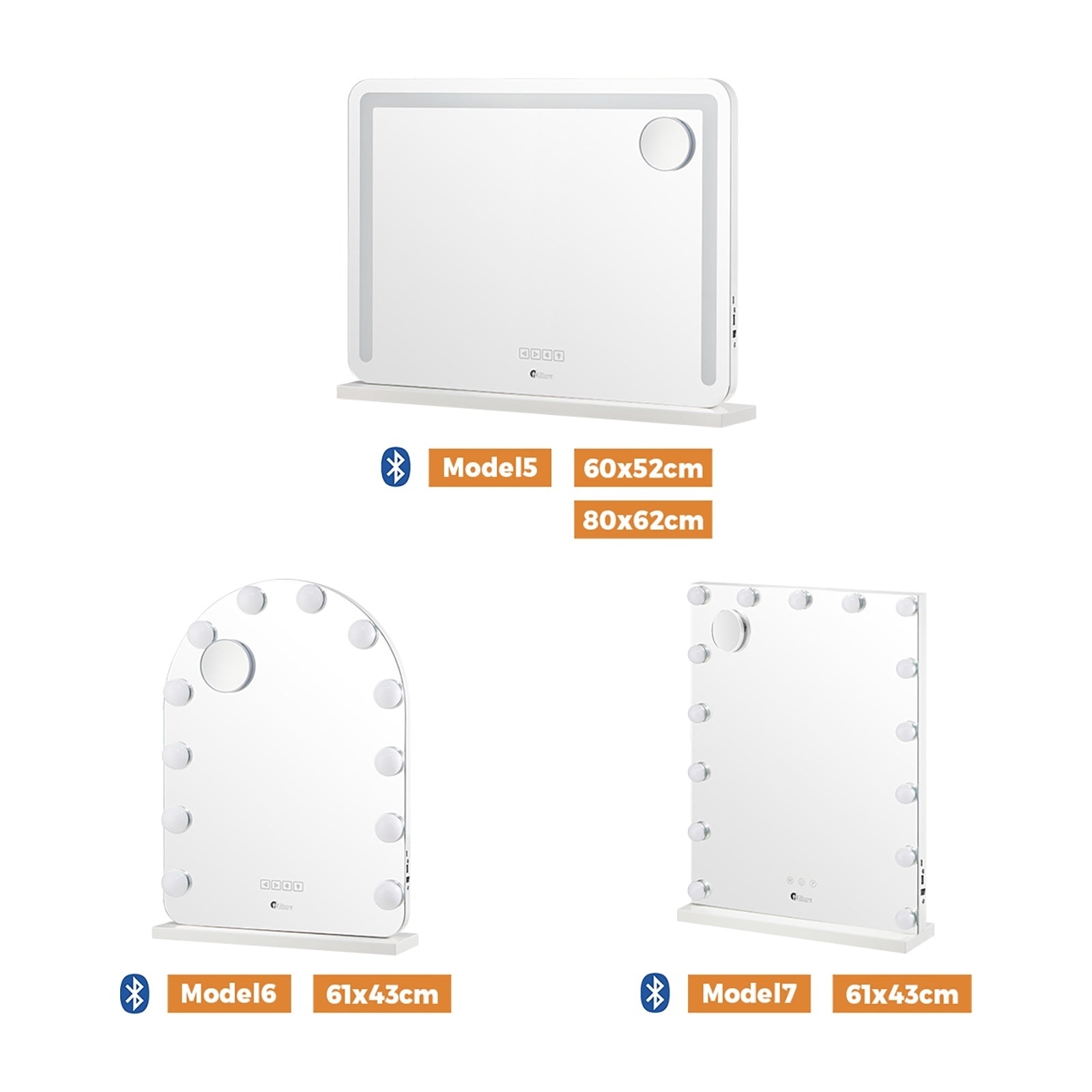 Oikiture Hollywood Mirrors Makeup Magnifying Mirror Bluetooth with LED Lights - Sunyee