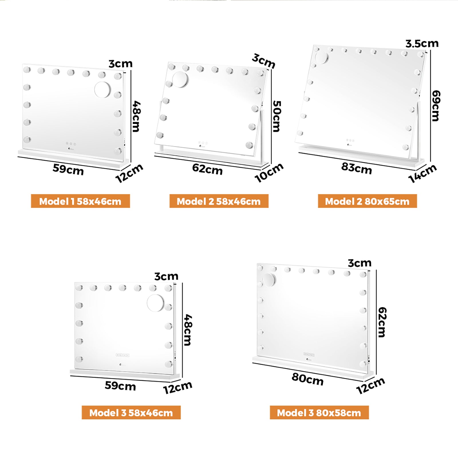 Oikiture Hollywood Mirrors Makeup Magnifying Mirror Bluetooth with LED Lights - Sunyee