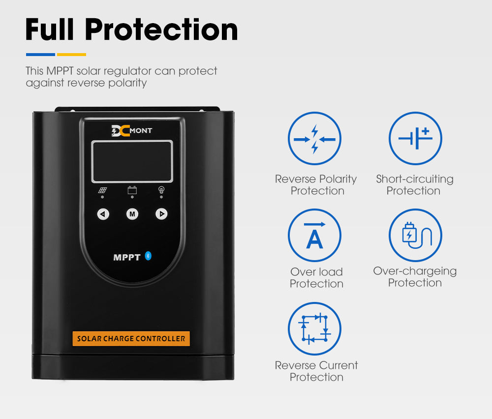 100A MPPT Bluetooth Solar Charge Controller LiFePO4 Battery Compatible - Sunyee