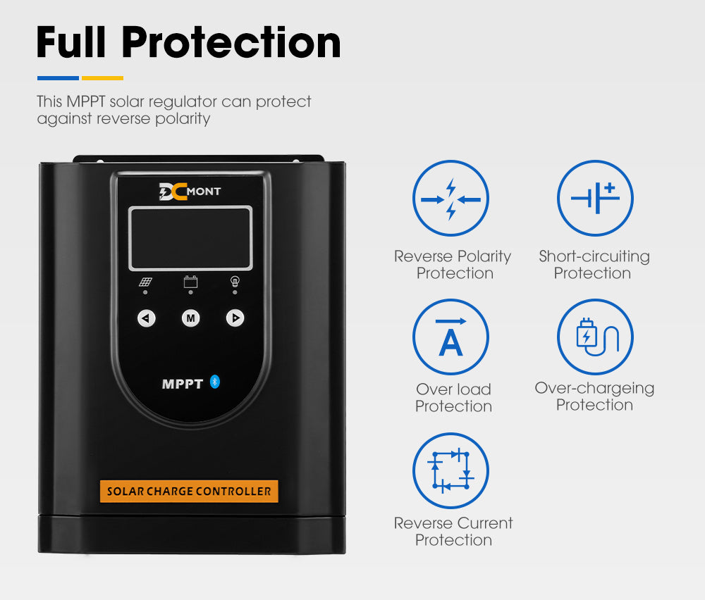 60A MPPT Bluetooth Solar Charge Controller LiFePO4 Battery Compatible - Sunyee