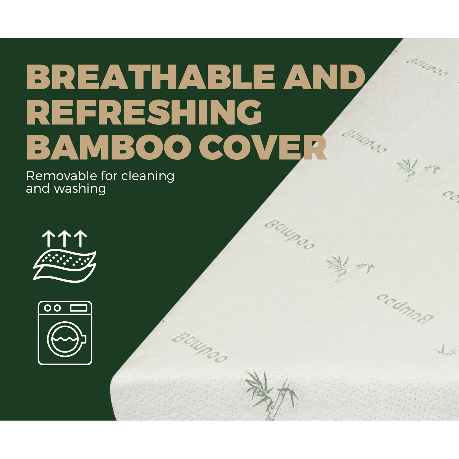 Bedra Memory Foam Mattress Topper Bed Cool Gel Bamboo Cover Underlay Mat - Sunyee