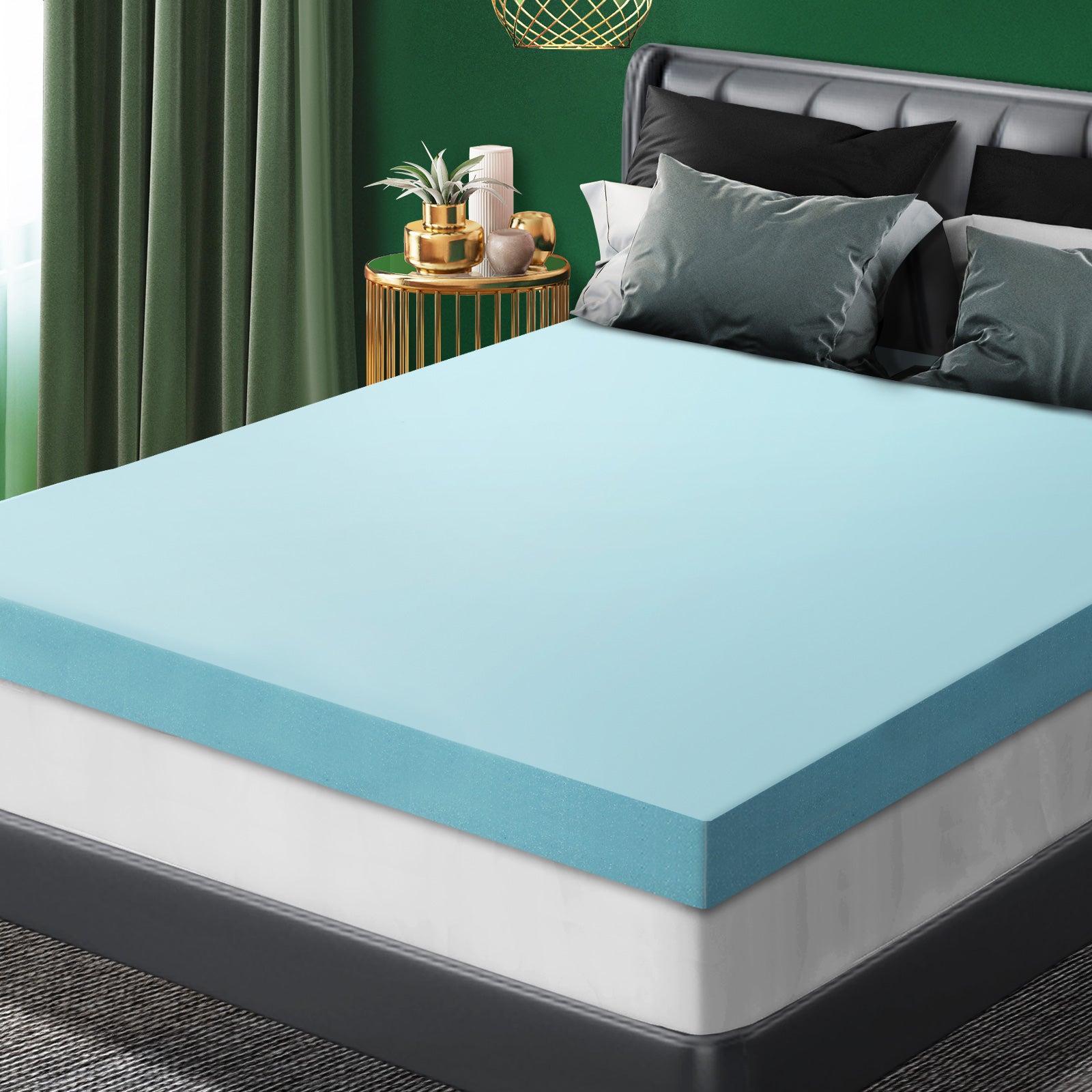 Bedra Memory Foam Mattress Topper Bed Cool Gel Bamboo Cover Underlay Mat - Sunyee