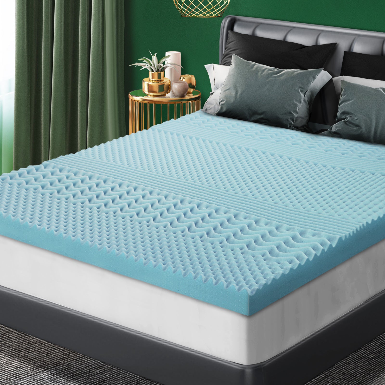 Bedra Memory Foam Mattress Topper Cool Gel Bed Pad Mat 7-Zone Underlay 5/8CM