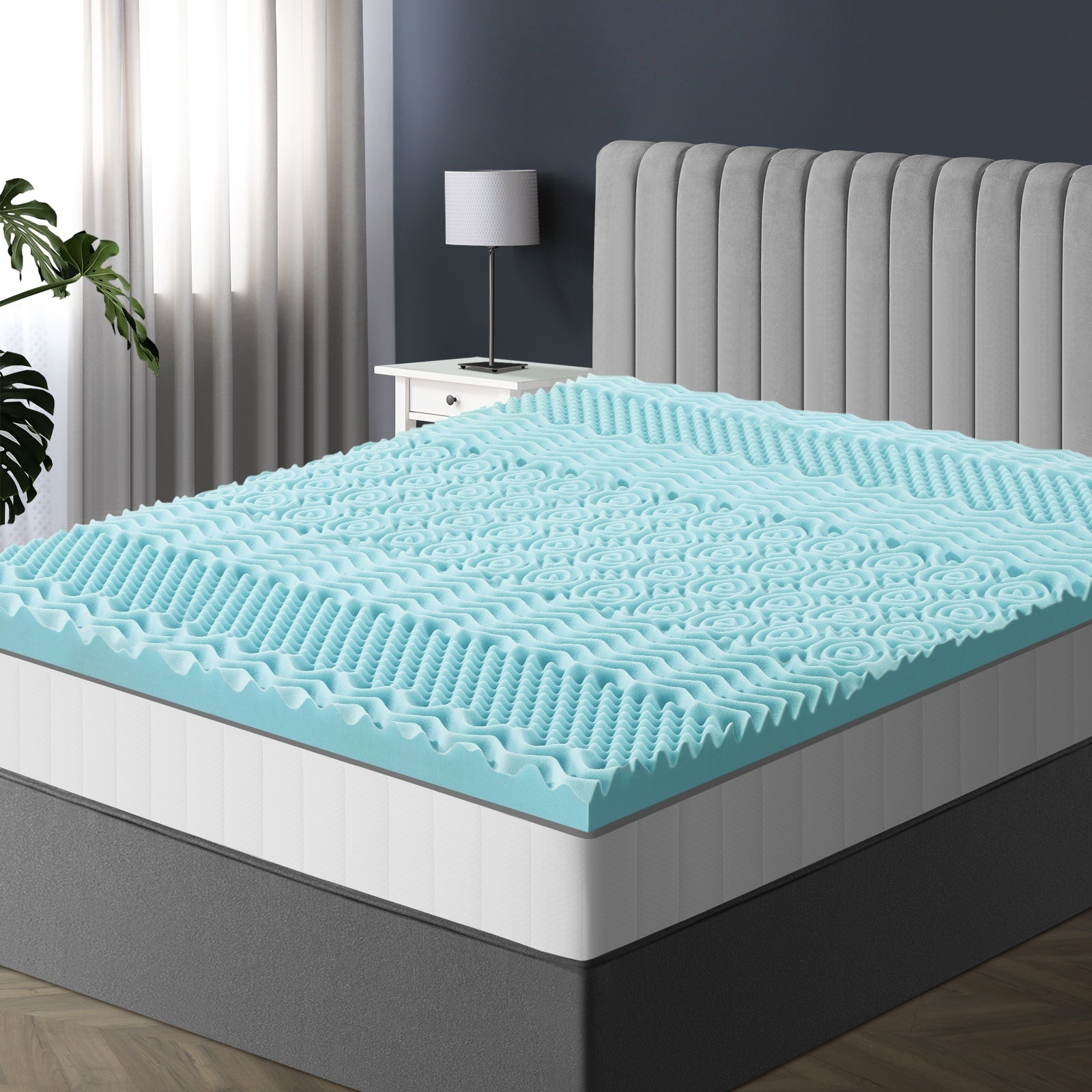 Bedra Memory Foam Mattress Topper Cool Gel Bed Pad Mat 7-Zone Underlay 5/8CM