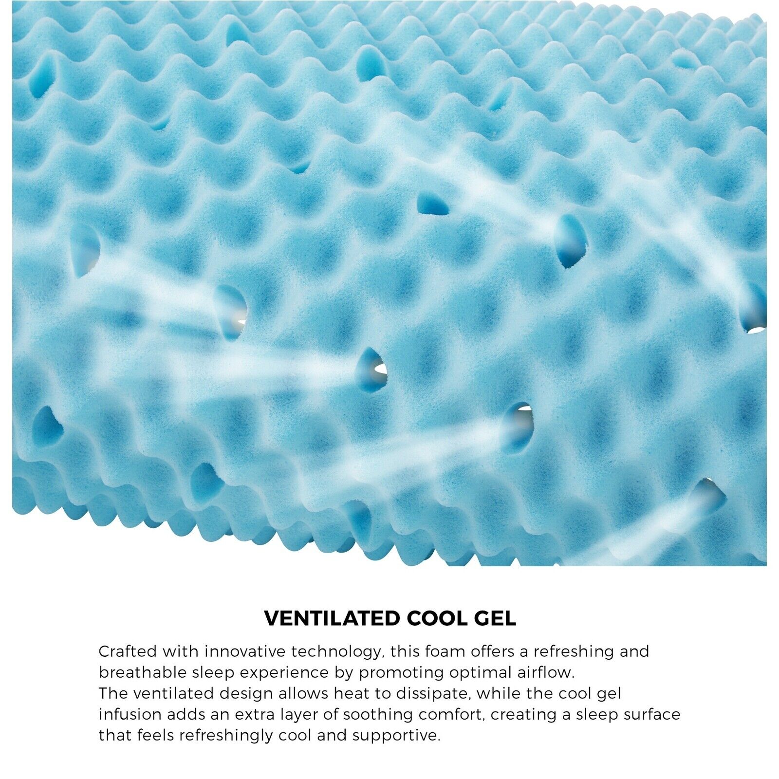 Bedra Memory Foam Mattress Topper Reversible Cool Gel Bed Mat 10cm Double - Sunyee