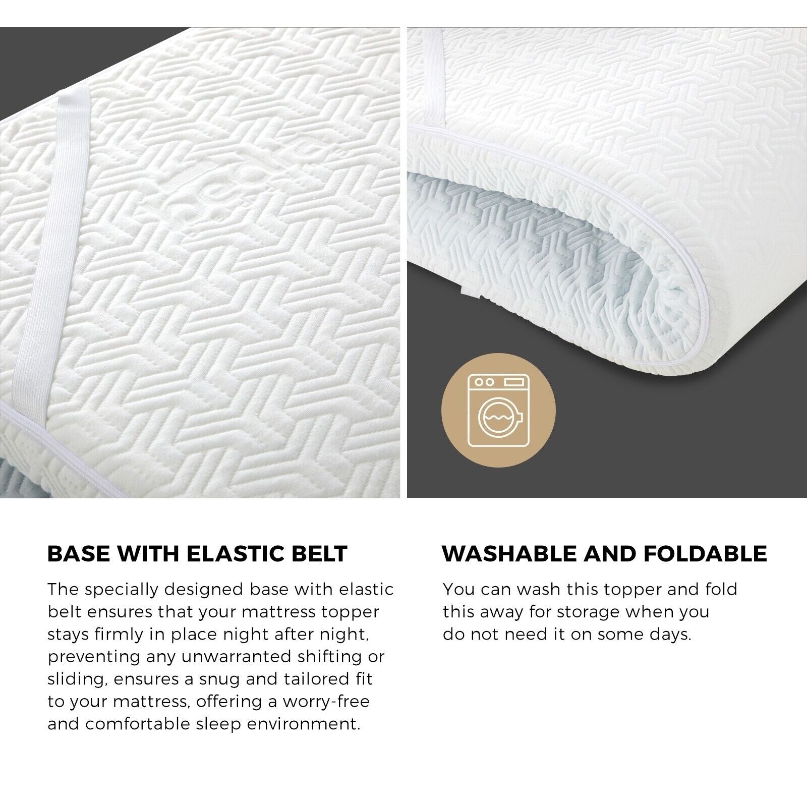 Bedra Memory Foam Mattress Topper Reversible Cool Gel Bed Mat 10cm Double - Sunyee