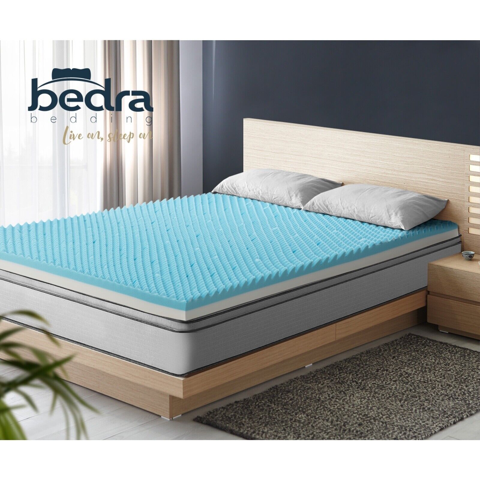 Bedra Memory Foam Mattress Topper Reversible Cool Gel Bed Mat 10cm Double - Sunyee