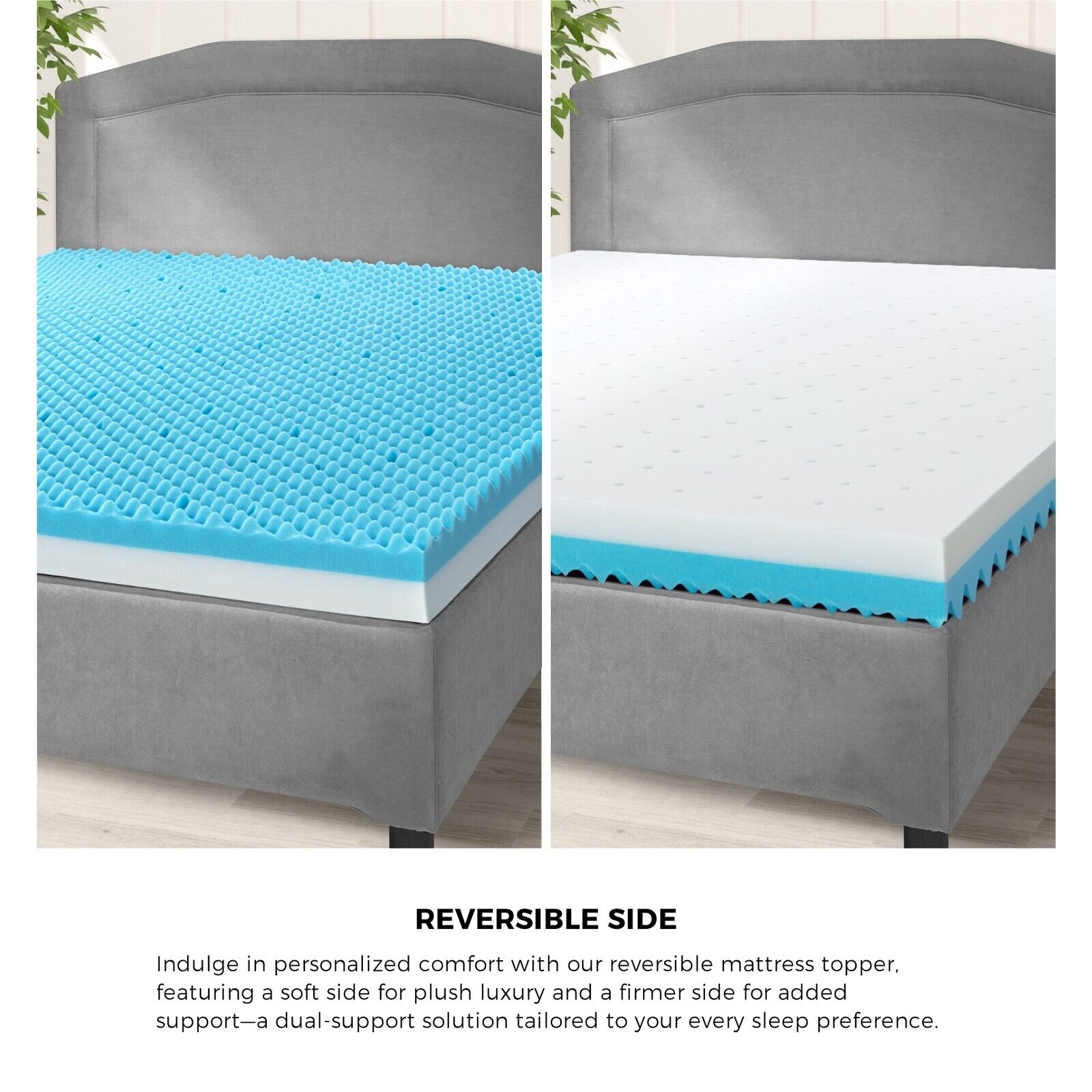 Bedra Memory Foam Mattress Topper Reversible Cool Gel Bed Mat 10cm King Single - Sunyee