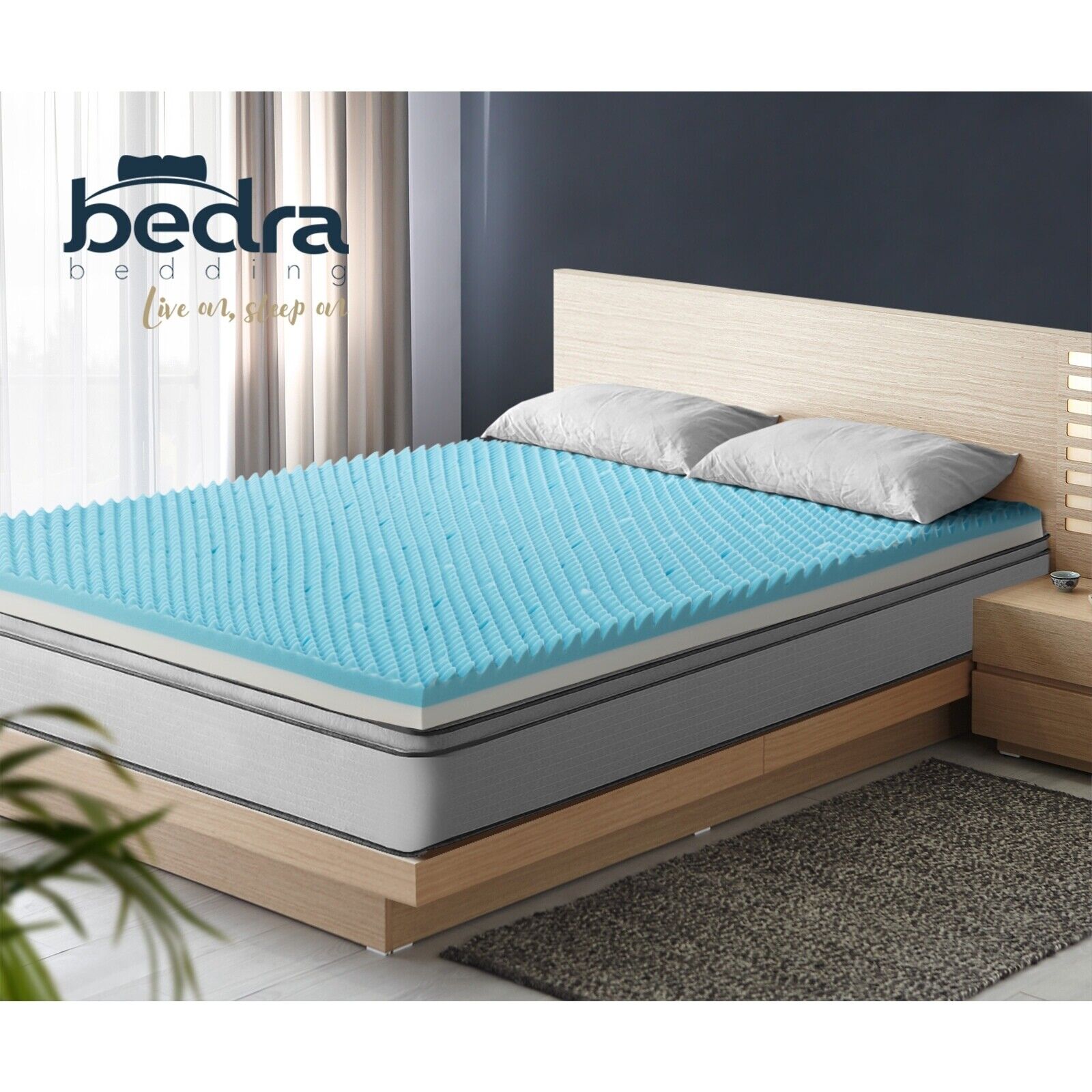 Bedra Memory Foam Mattress Topper Reversible Cool Gel Bed Mat 10cm King Single - Sunyee