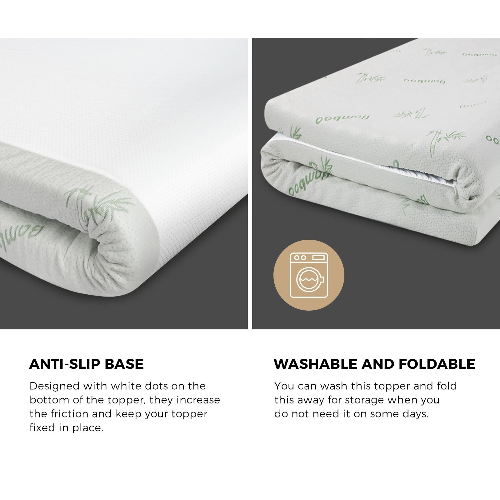 Bedra Memory Foam Mattress Topper Cool Gel Bed Bamboo Protector Mat 8CM 7-Zone