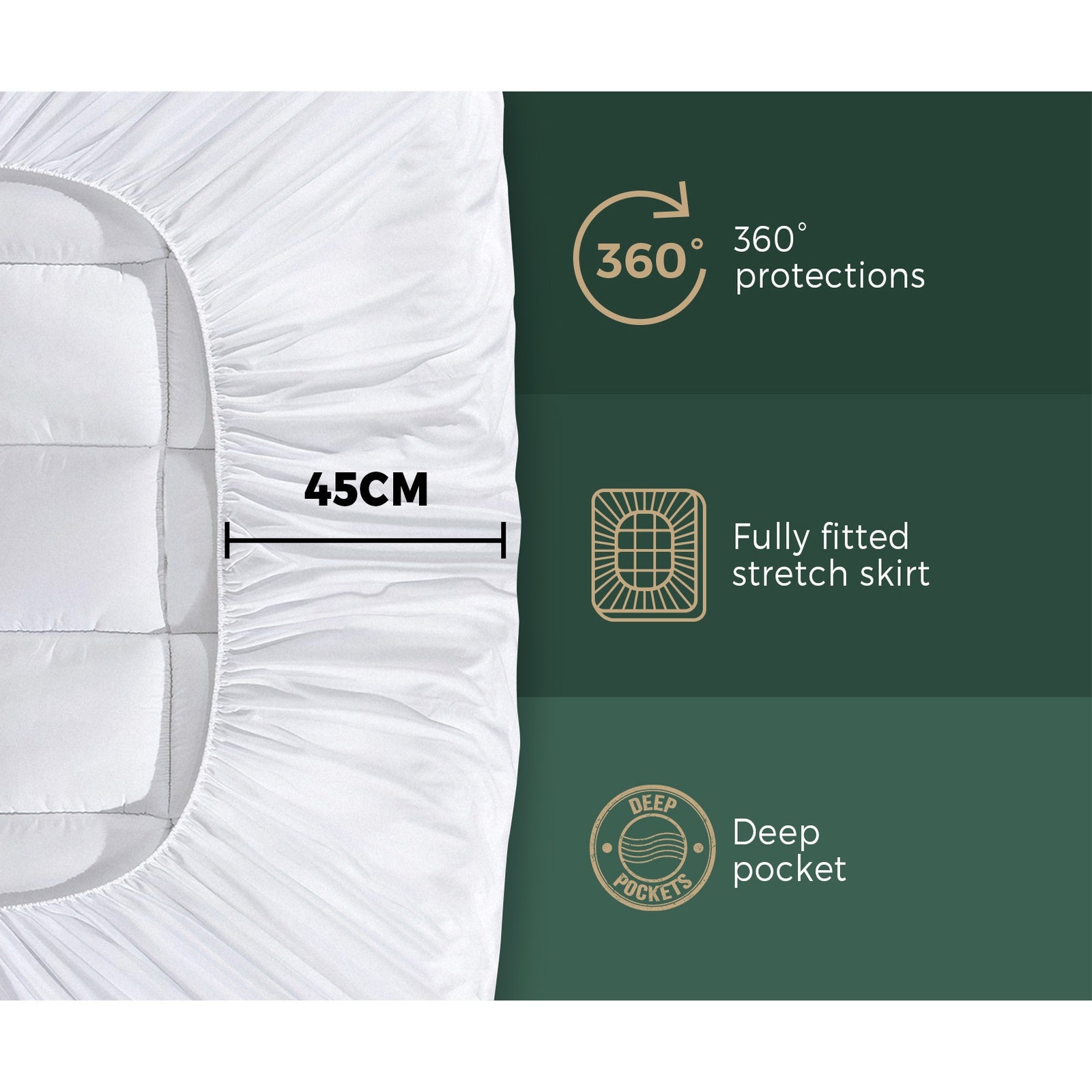 Bedra Bedding Luxury Pillowtop Mattress Topper Mat Pad Protector Cover King - Sunyee