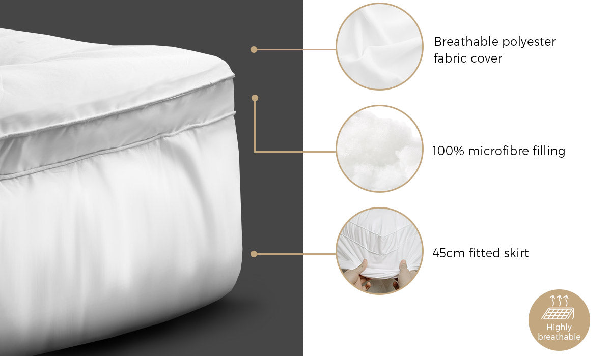 Bedra Mattress Topper Microfibre Pillowtop Protector Underlay Pad King Single - Sunyee