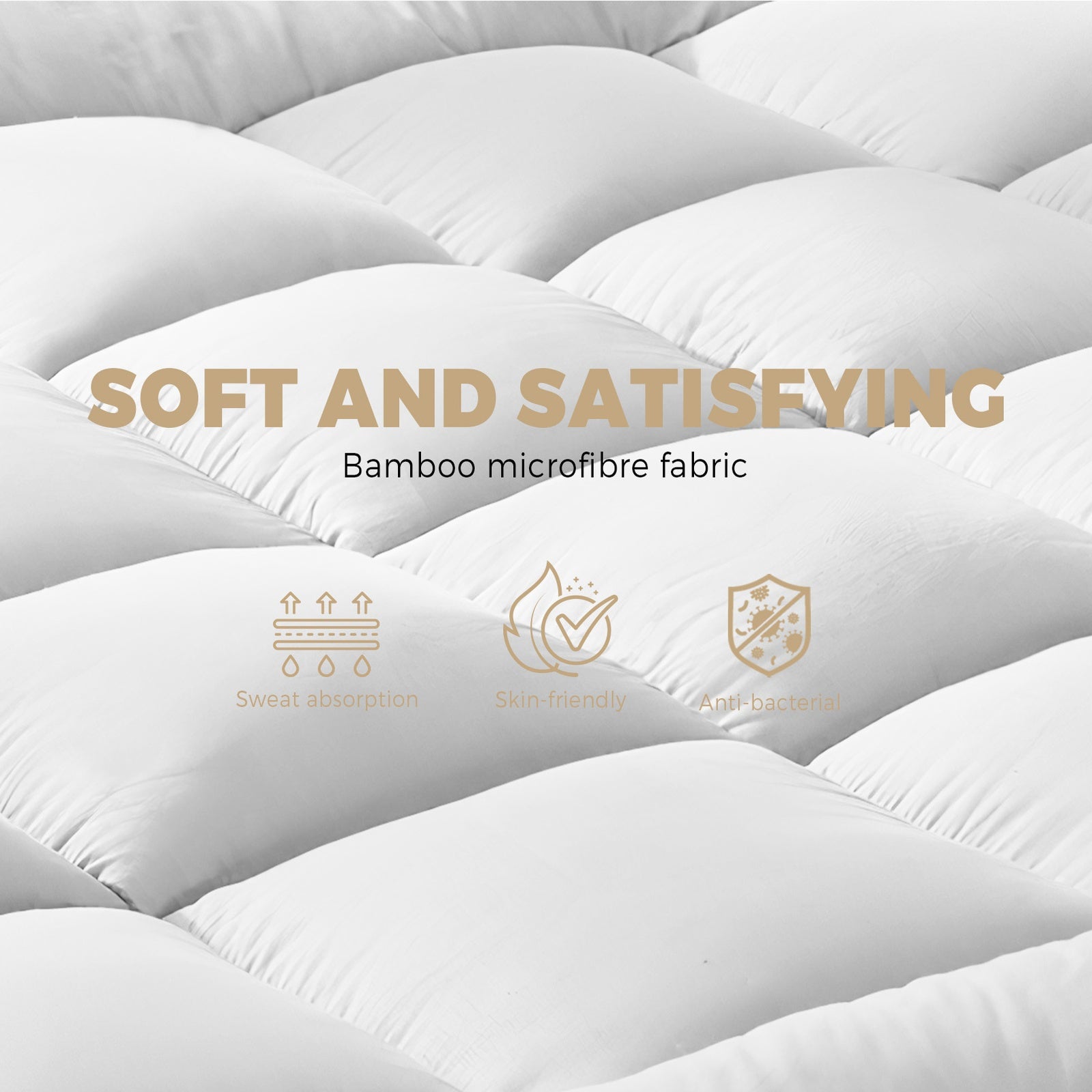 Bedra Bedding Bamboo Fibre Pillowtop Mattress Topper 1000GSM Cover Double - Sunyee