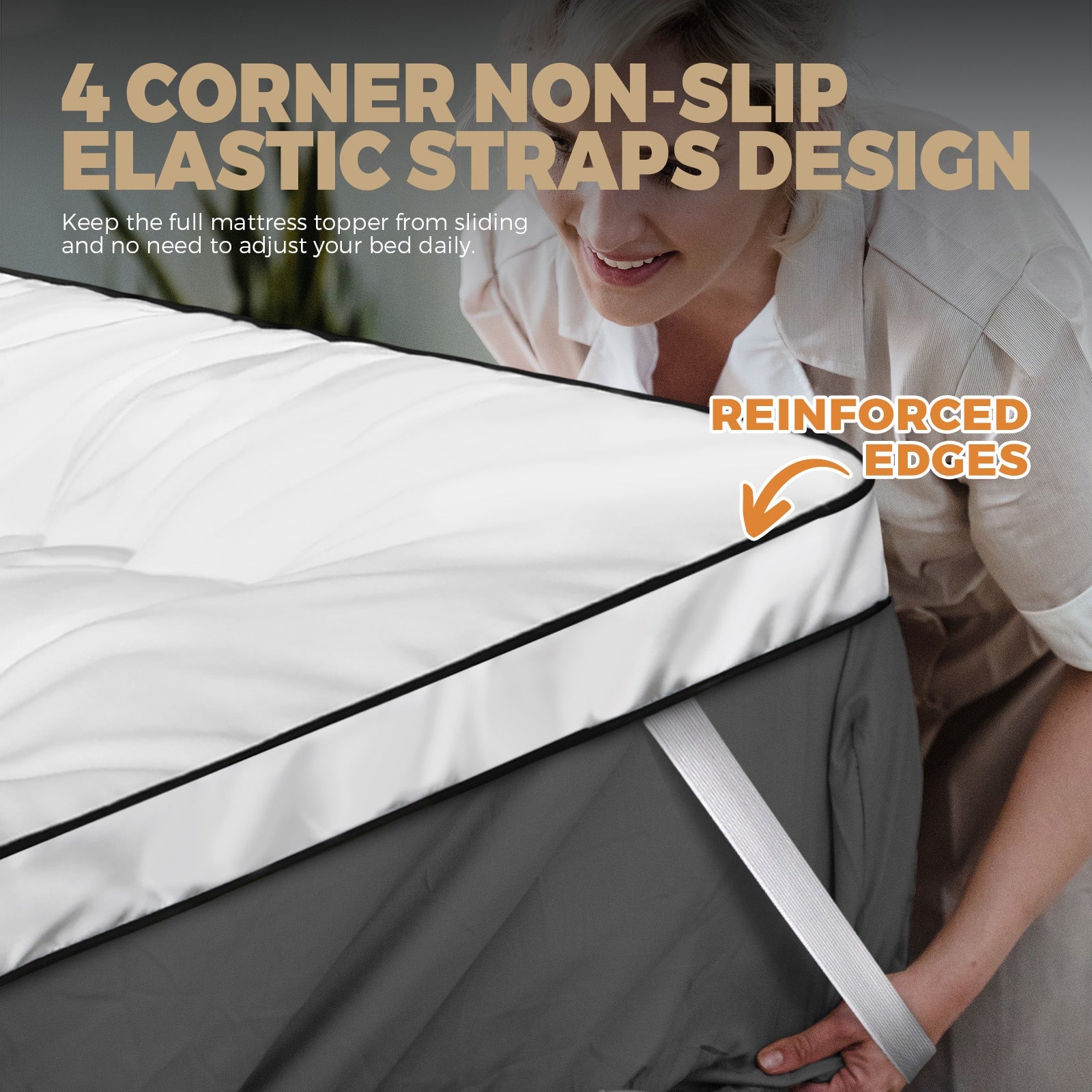 Bedra Pillowtop Mattress Topper Pad Double Microfibre Luxury Protector Cover - Sunyee
