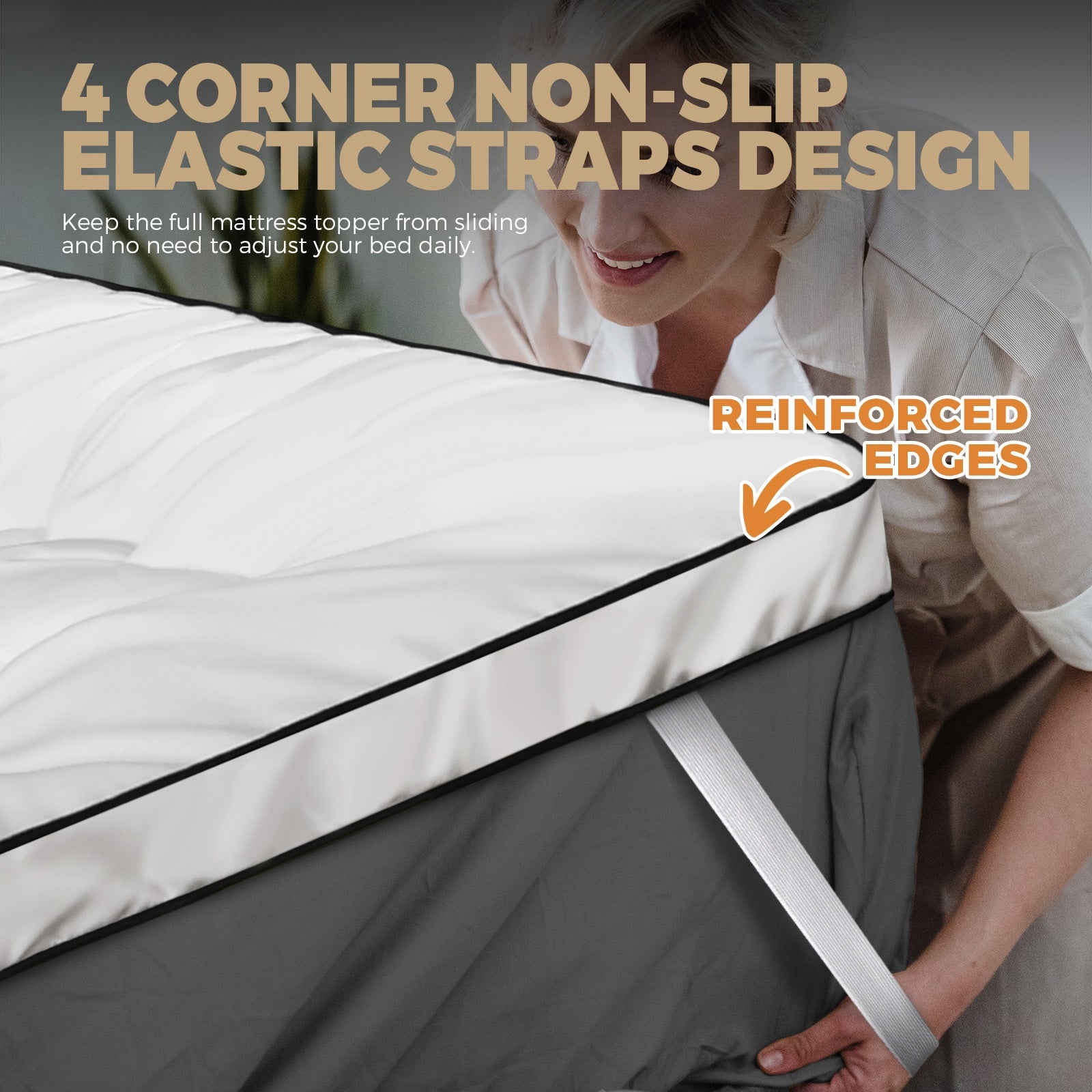 Bedra Pillowtop Mattress Topper Pad Microfibre Luxury Protector Cover Queen - Sunyee