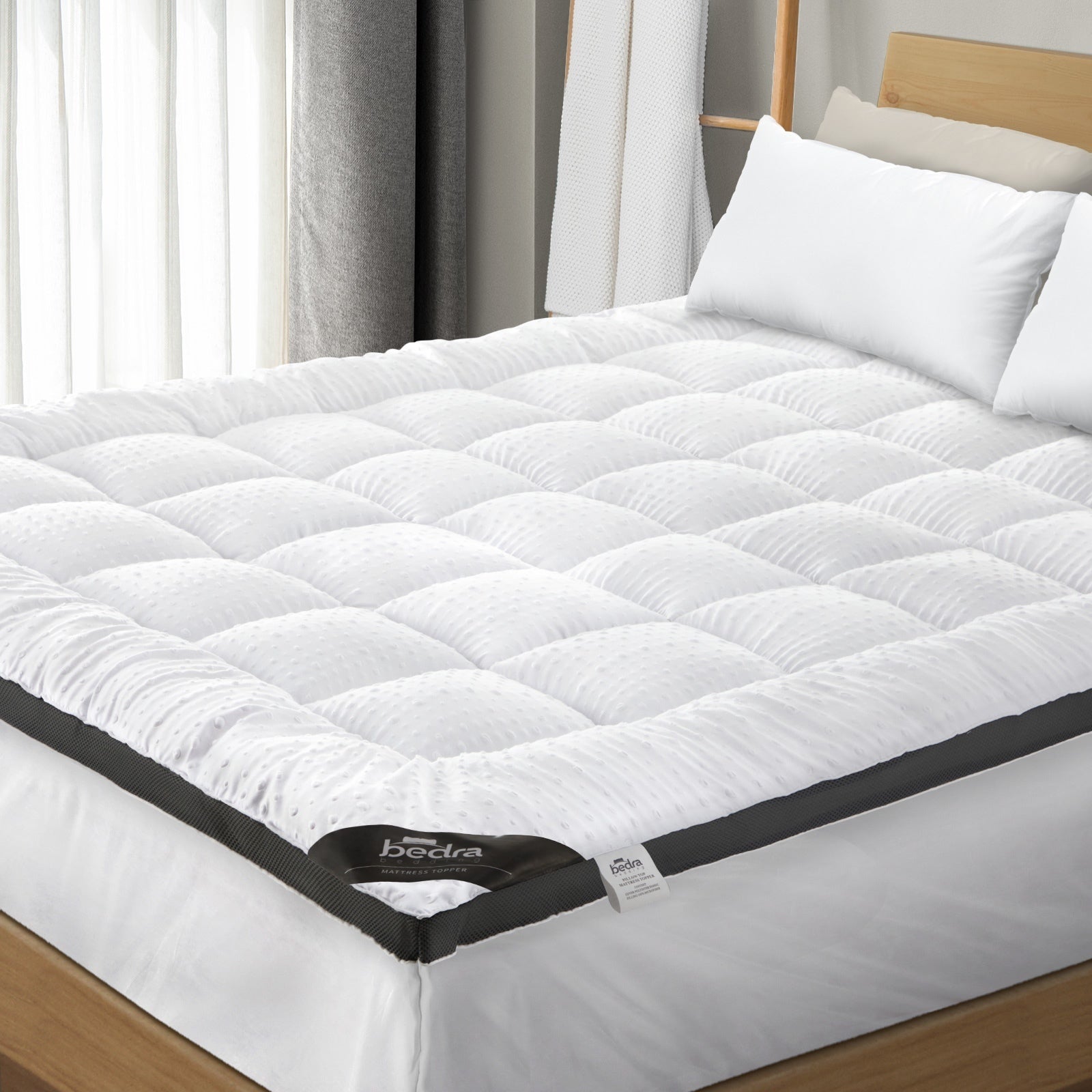 Bedra Mattress Topper Luxury Pillowtop Airflow Mesh Bed Protector Mat 5cm Queen - Sunyee