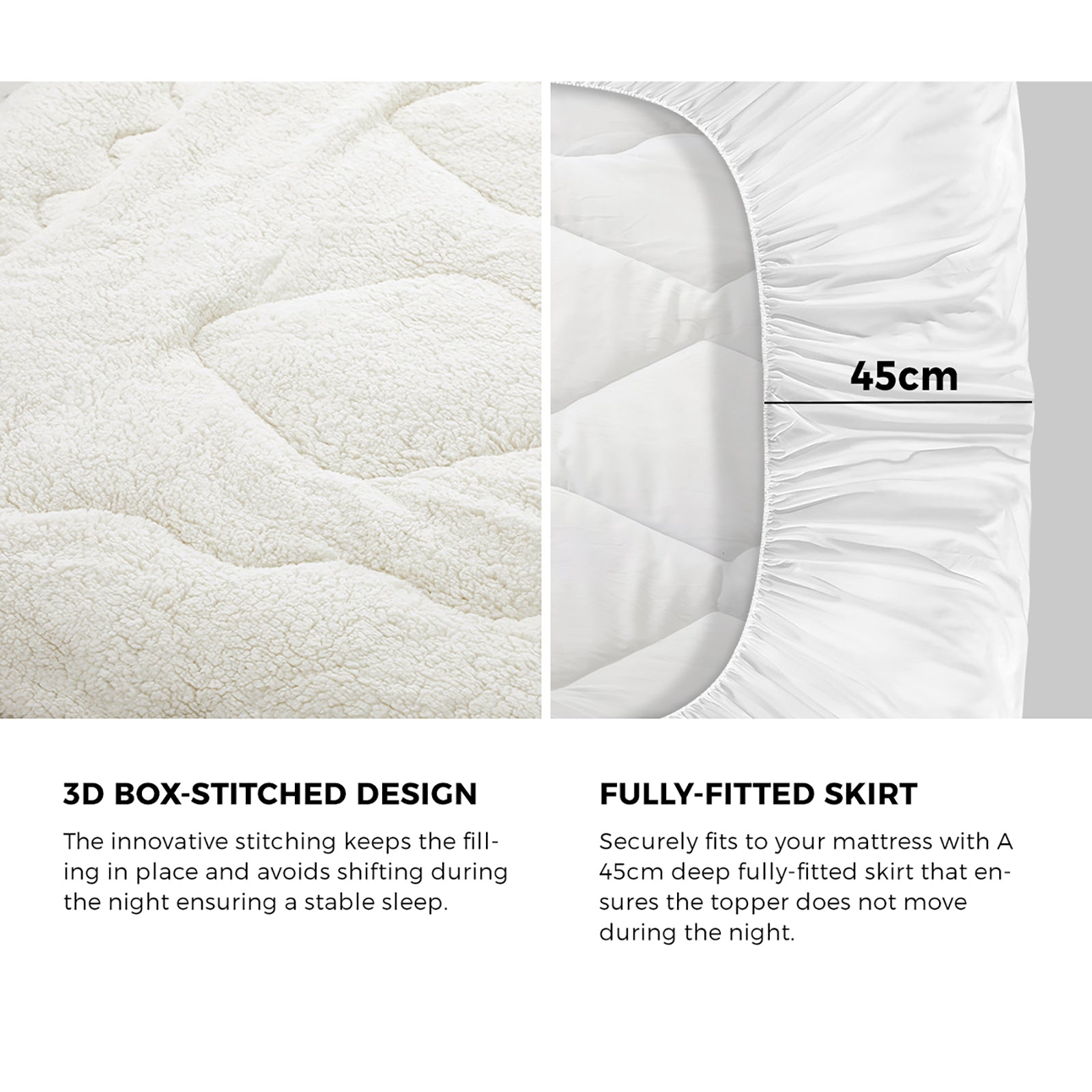 Bedra Mattress Topper Fleece Pillowtop Bed Protector Reversible Cover Single - Sunyee