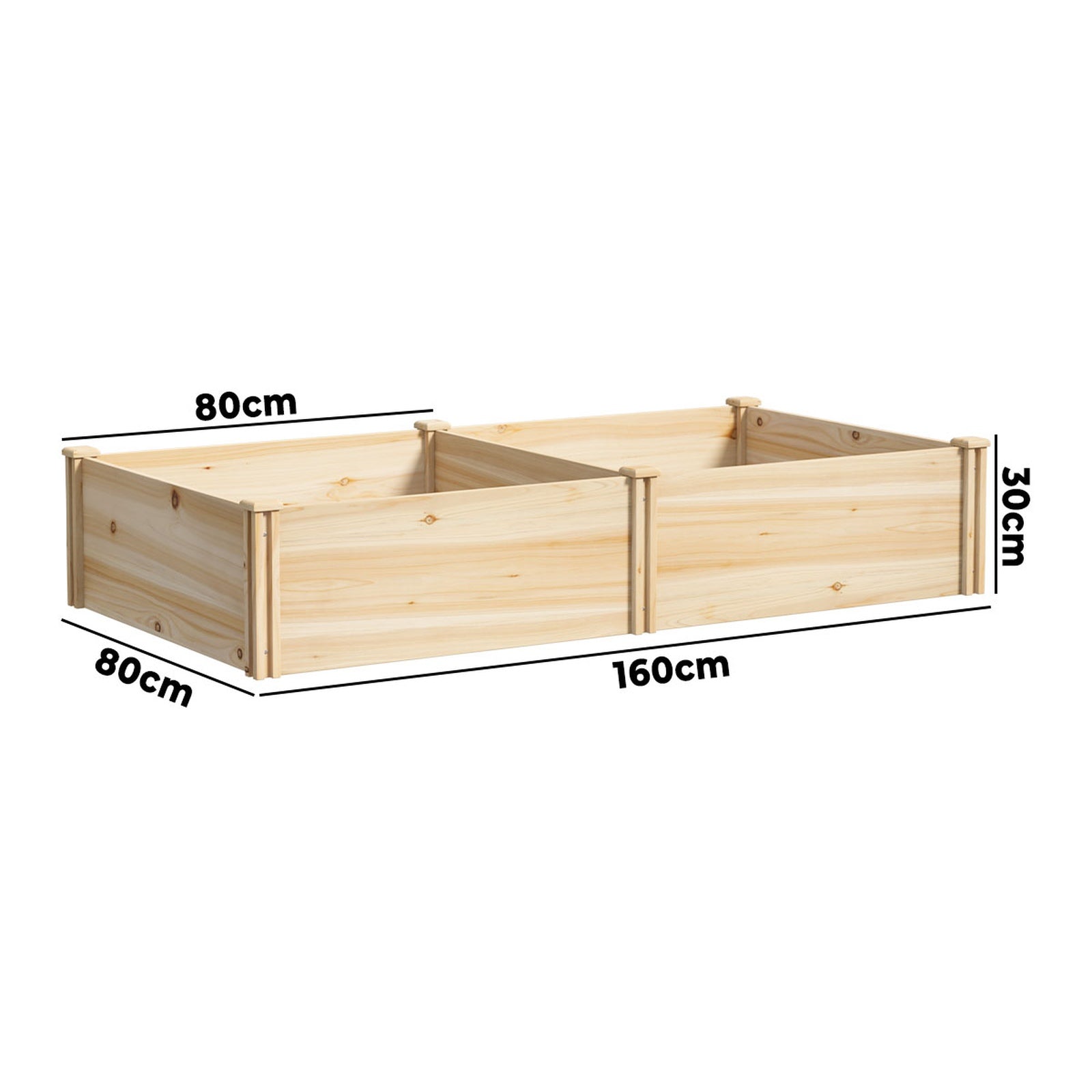 Livsip Garden Bed 160x80x30cm Raised Wooden Planter Box Container Growing Plant - Sunyee