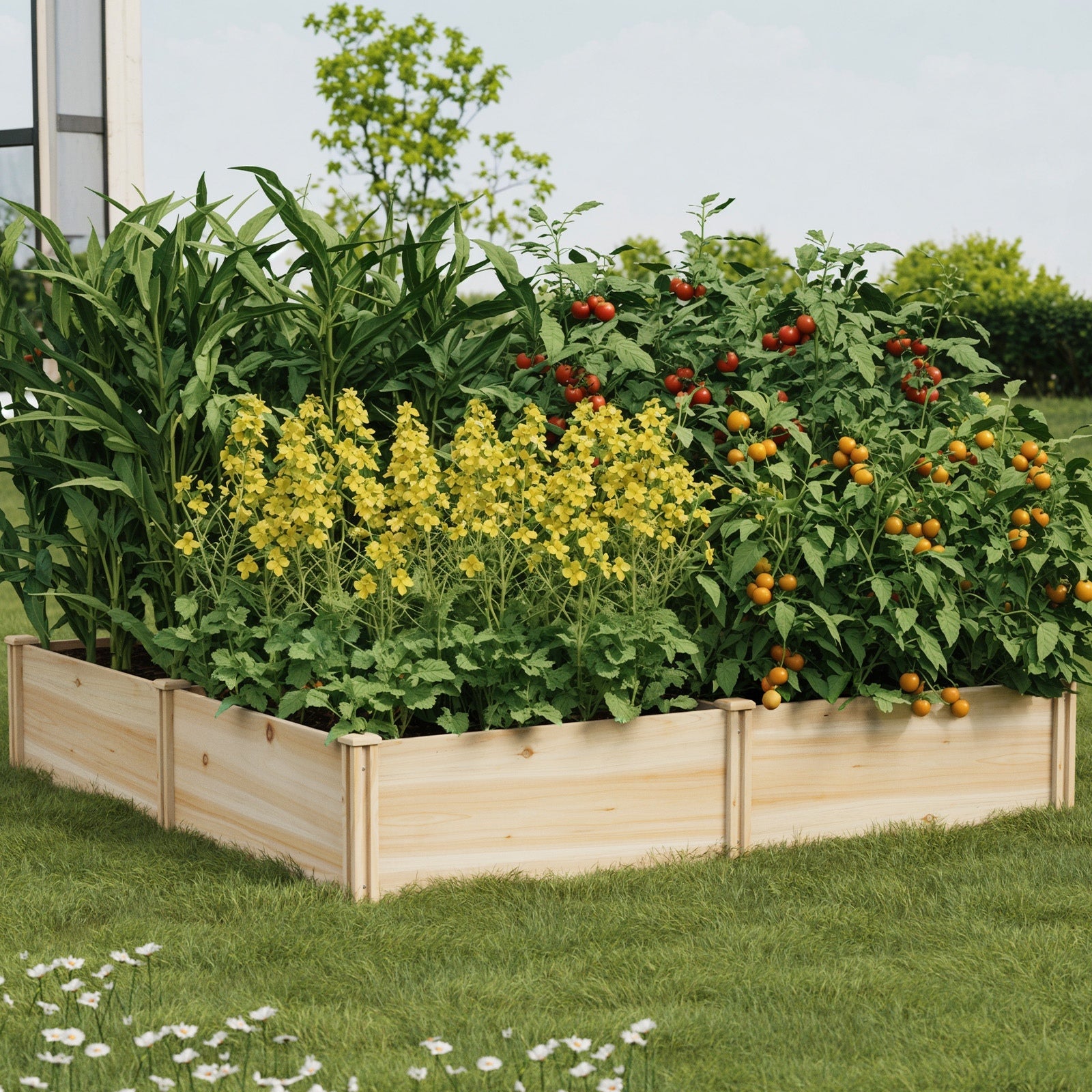 Livsip Garden Bed Raised Wooden Planter Box Container Set of 4 80x80x30cm - Sunyee