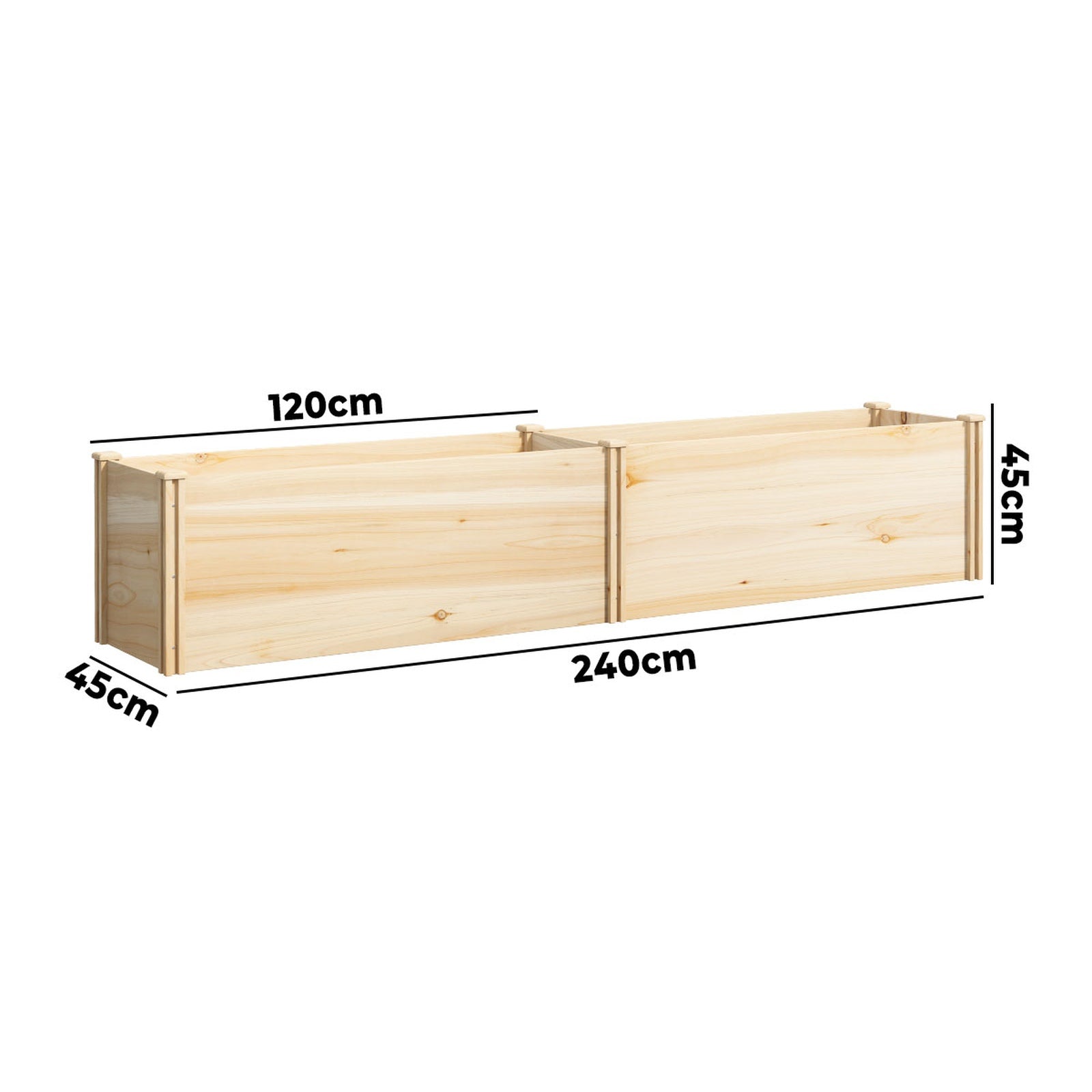 Livsip Garden Bed 240x45x45cm Raised Wooden Planter Box Container Growing Plant - Sunyee
