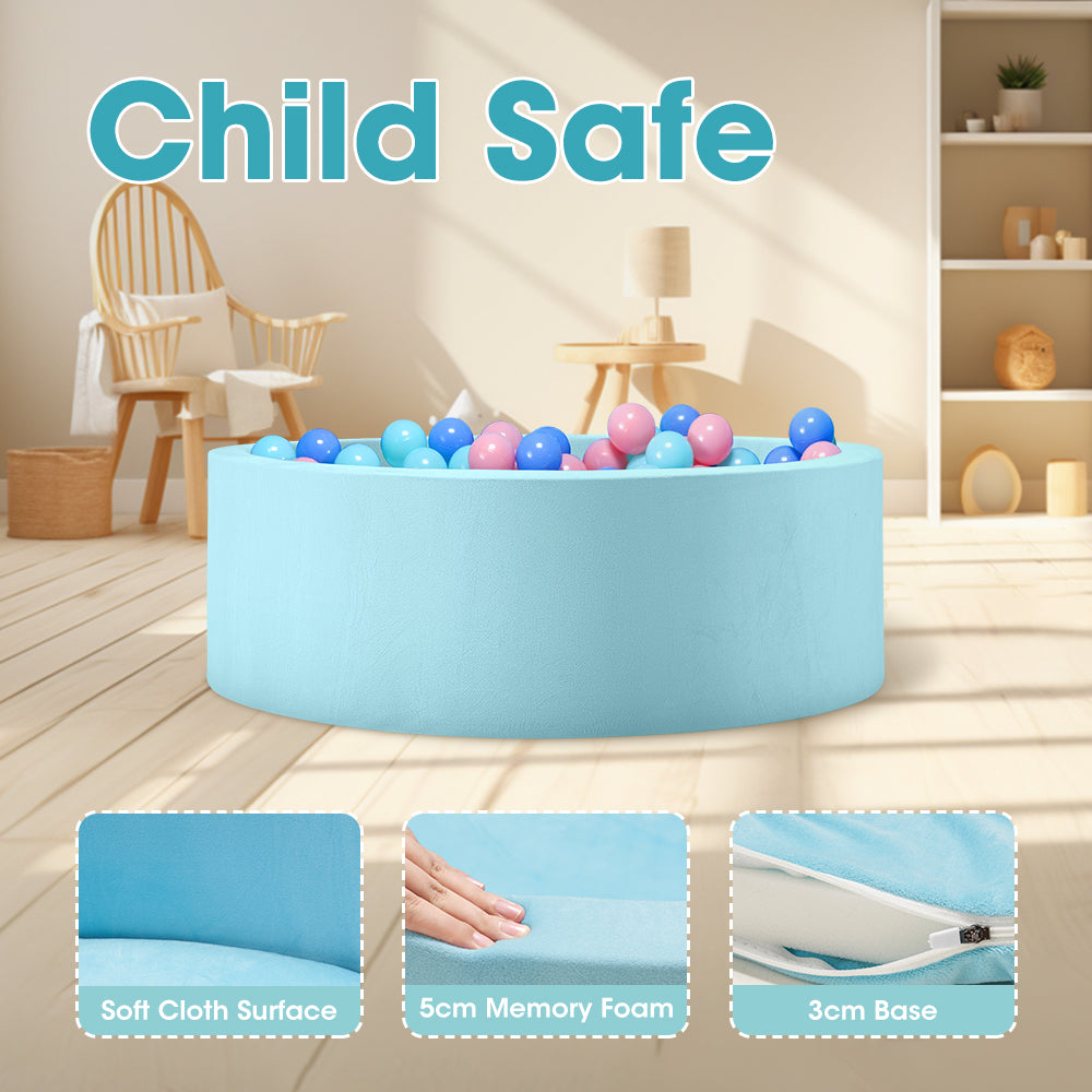 PlayPals Foam Ball Pit Soft Round Ball Pool Playpen Fence with 200 Balls Blue - Sunyee