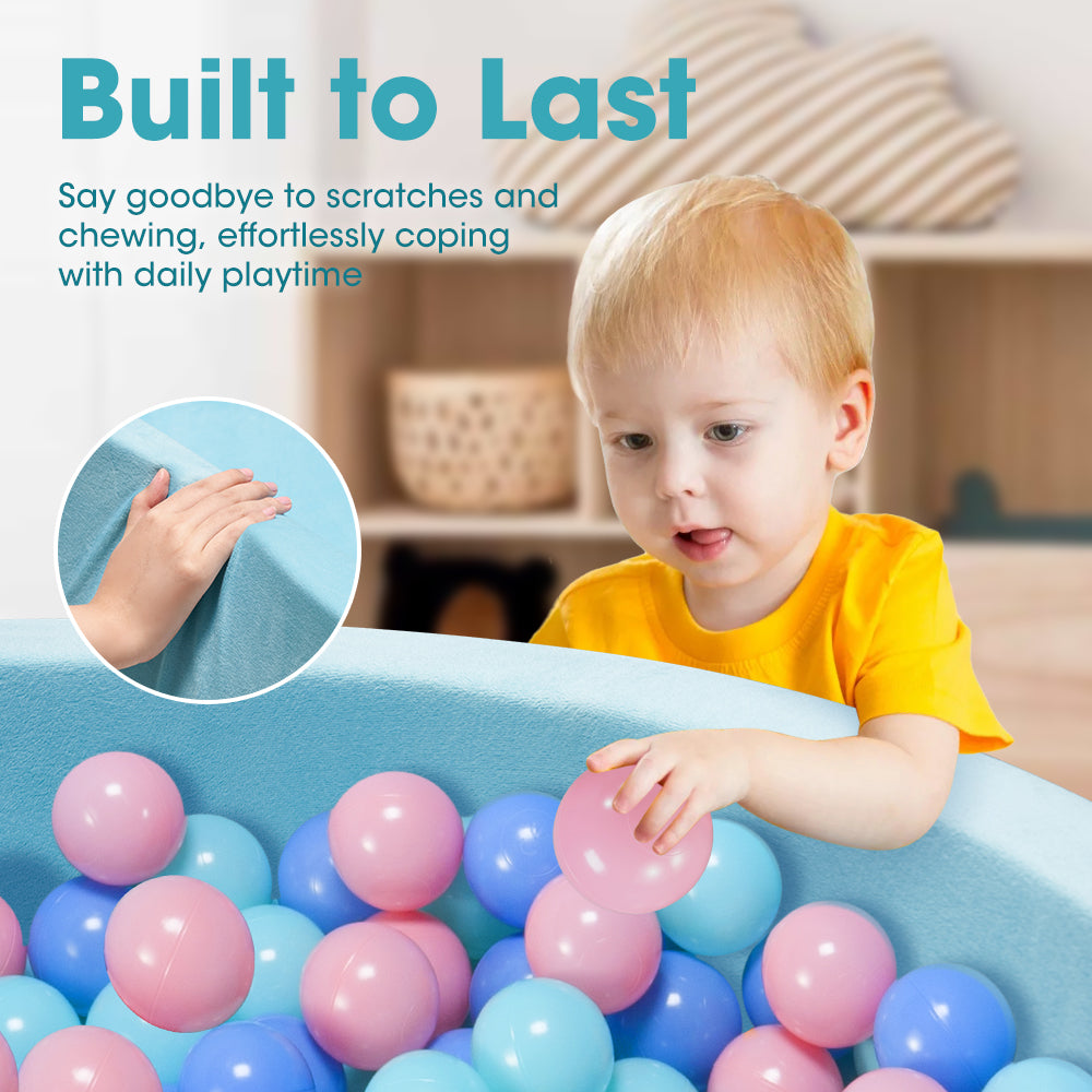 PlayPals Foam Ball Pit Soft Round Ball Pool Playpen Fence with 200 Balls Blue - Sunyee