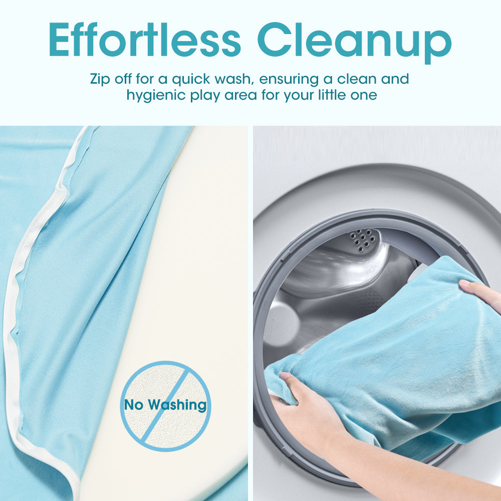 PlayPals Foam Ball Pit Soft Round Ball Pool Playpen Fence with 200 Balls Blue - Sunyee