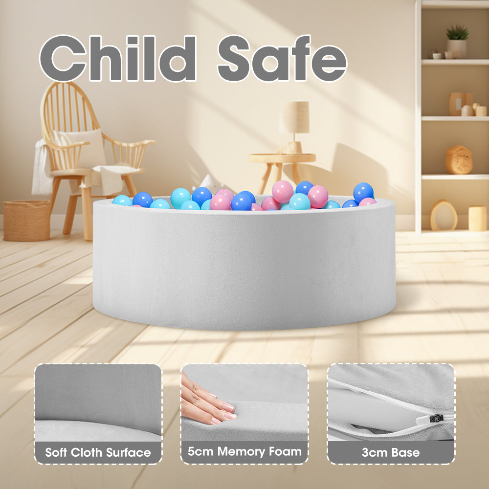 PlayPals Foam Ball Pit Soft Round Ball Pool Playpen Fence with 200 Balls Grey - Sunyee