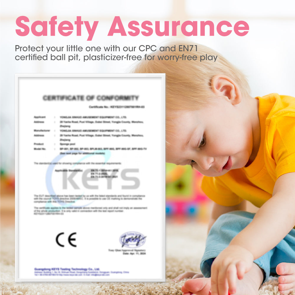 PlayPals Foam Ball Pit Soft Round Ball Pool Playpen Fence with 200 Balls Pink - Sunyee