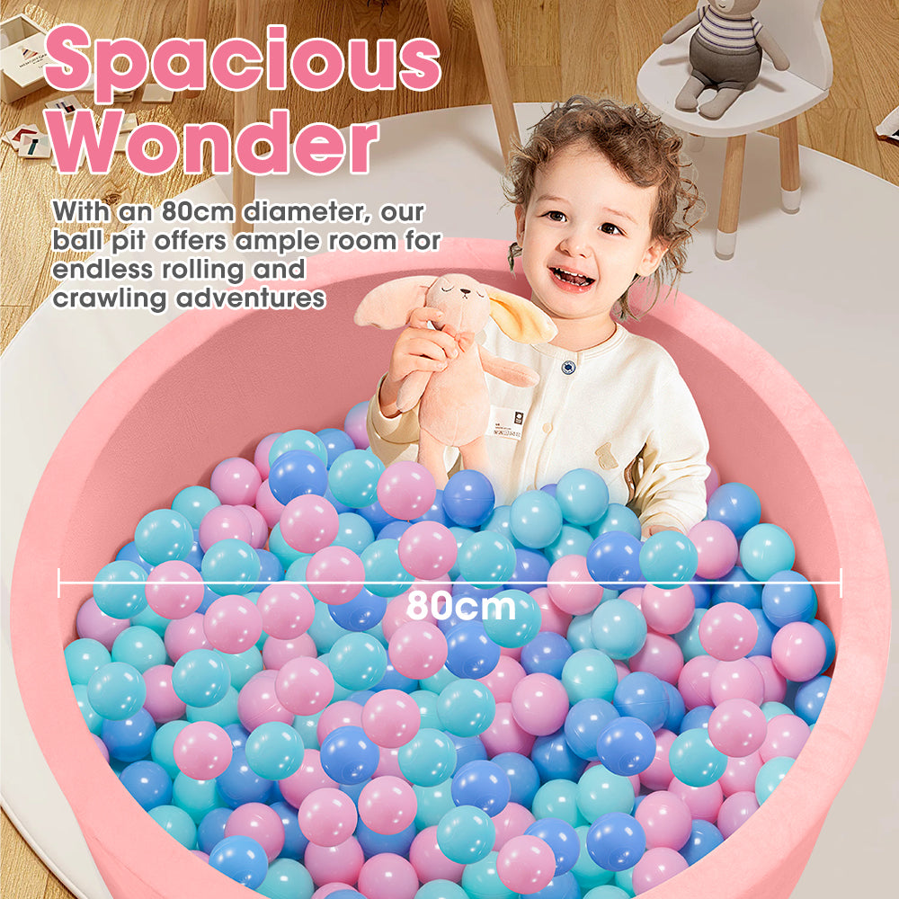 PlayPals Foam Ball Pit Soft Round Ball Pool Playpen Fence with 200 Balls Pink - Sunyee