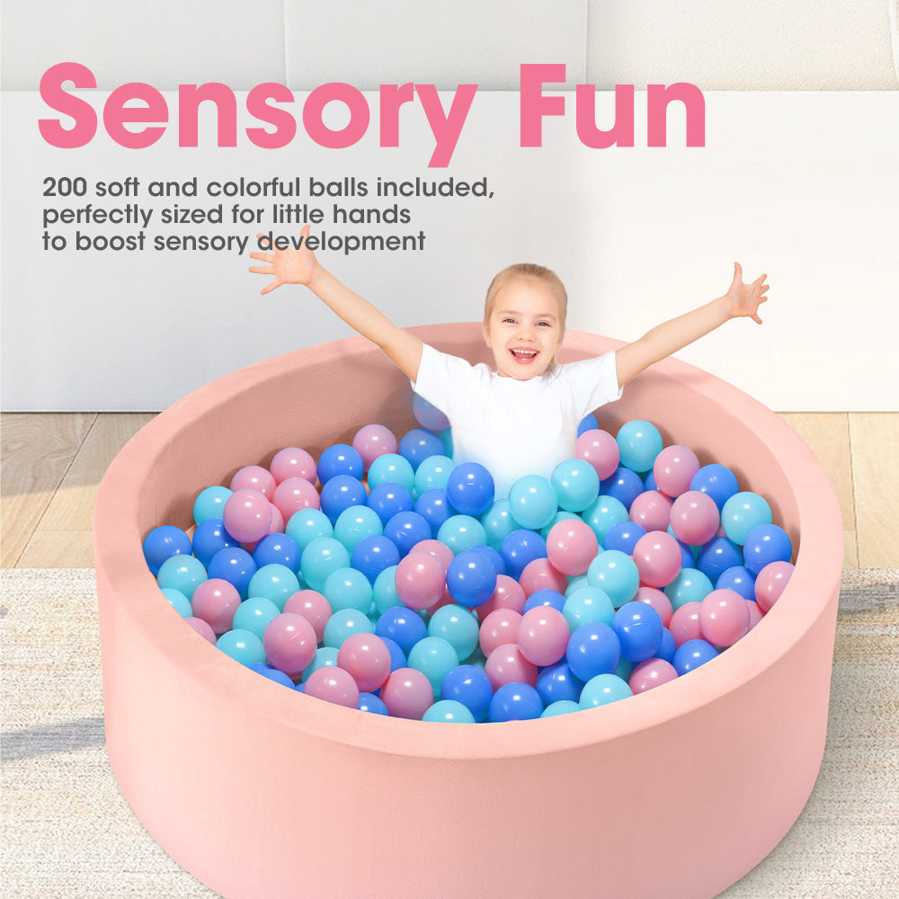 PlayPals Foam Ball Pit Soft Round Ball Pool Playpen Fence with 200 Balls Pink - Sunyee