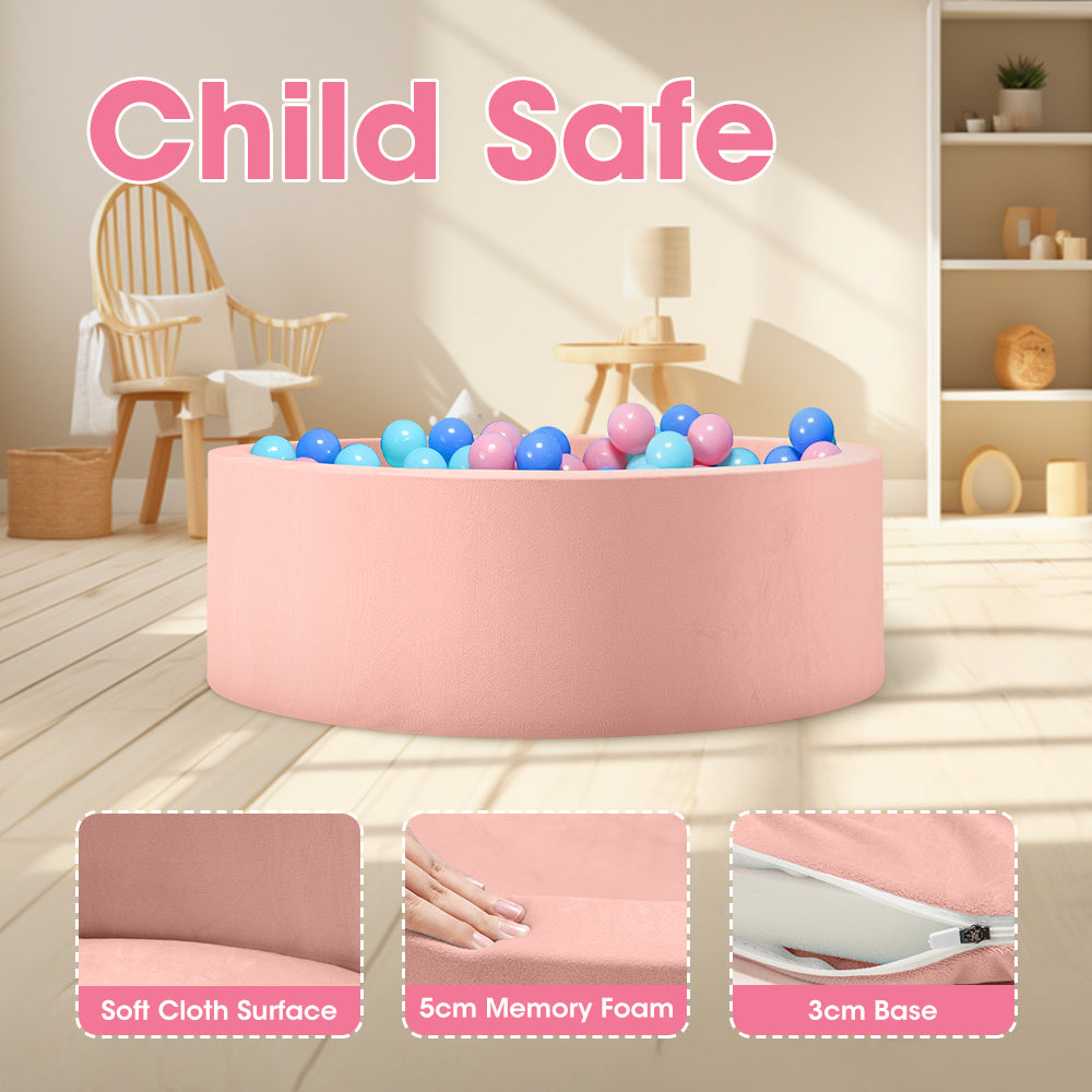 PlayPals Foam Ball Pit Soft Round Ball Pool Playpen Fence with 200 Balls Pink - Sunyee